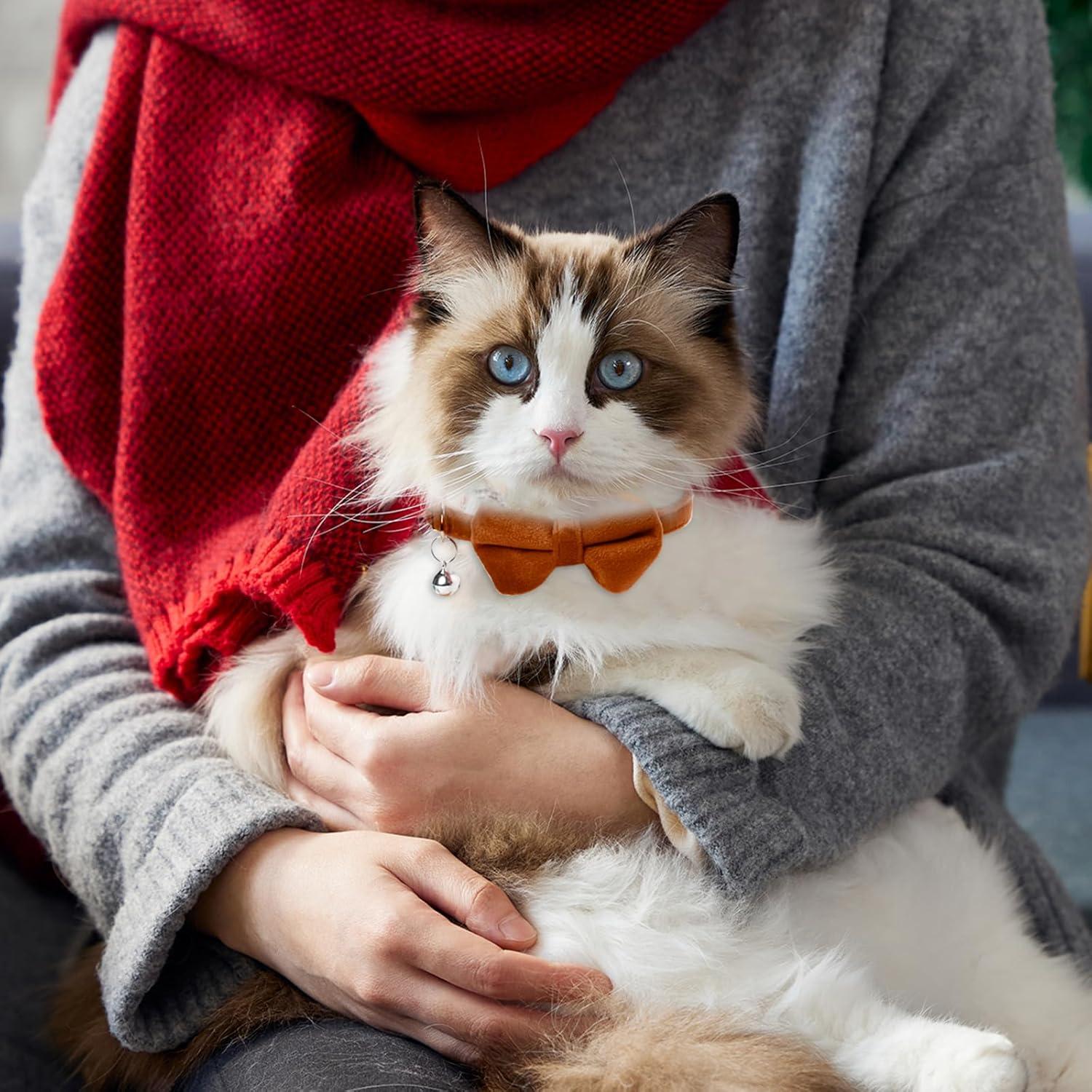 Collar Ajustable para Gato Sliverdew 2 Pcs Terciopelo