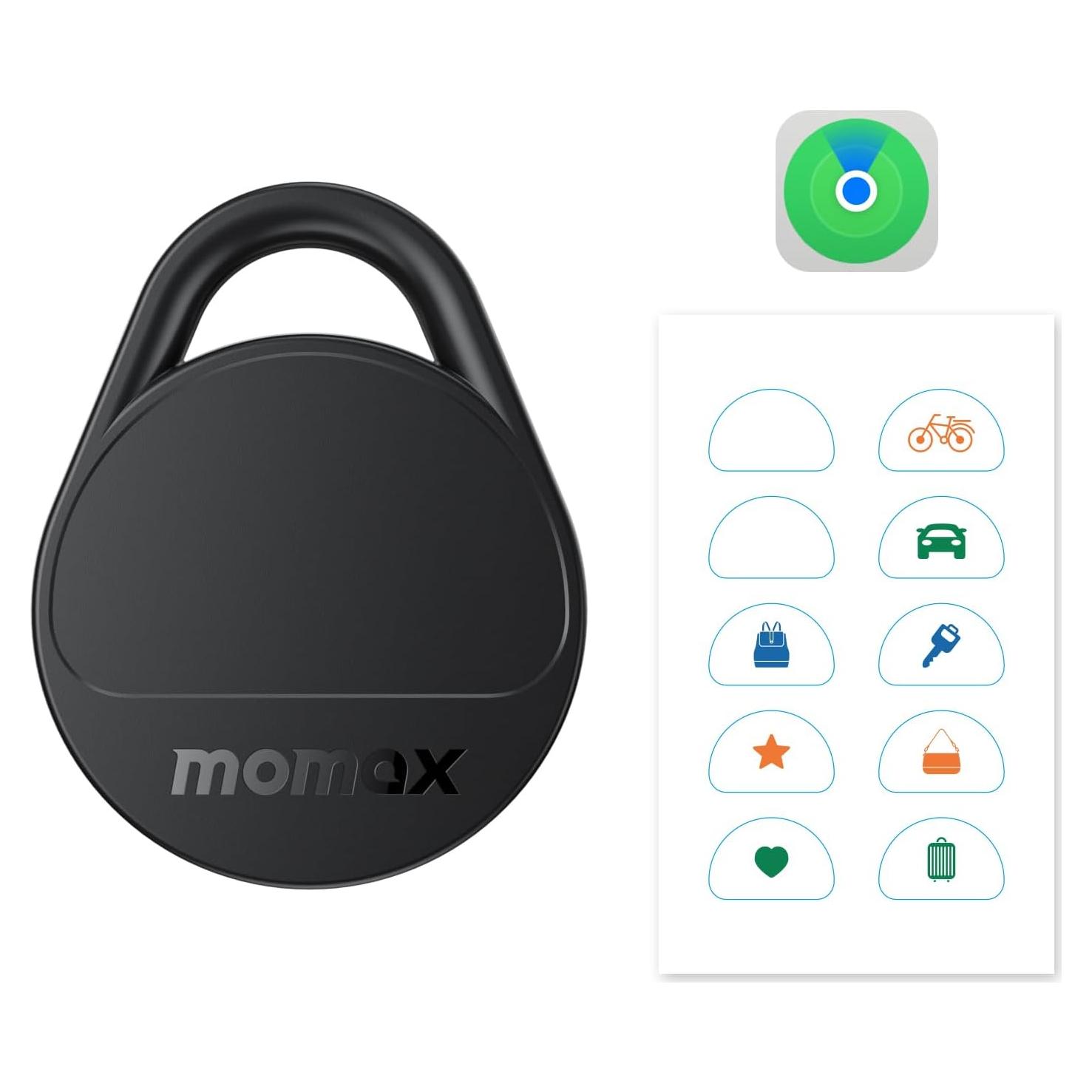 Localizador Electrónico Momax Tracker Negro para Llaves y Mascotas