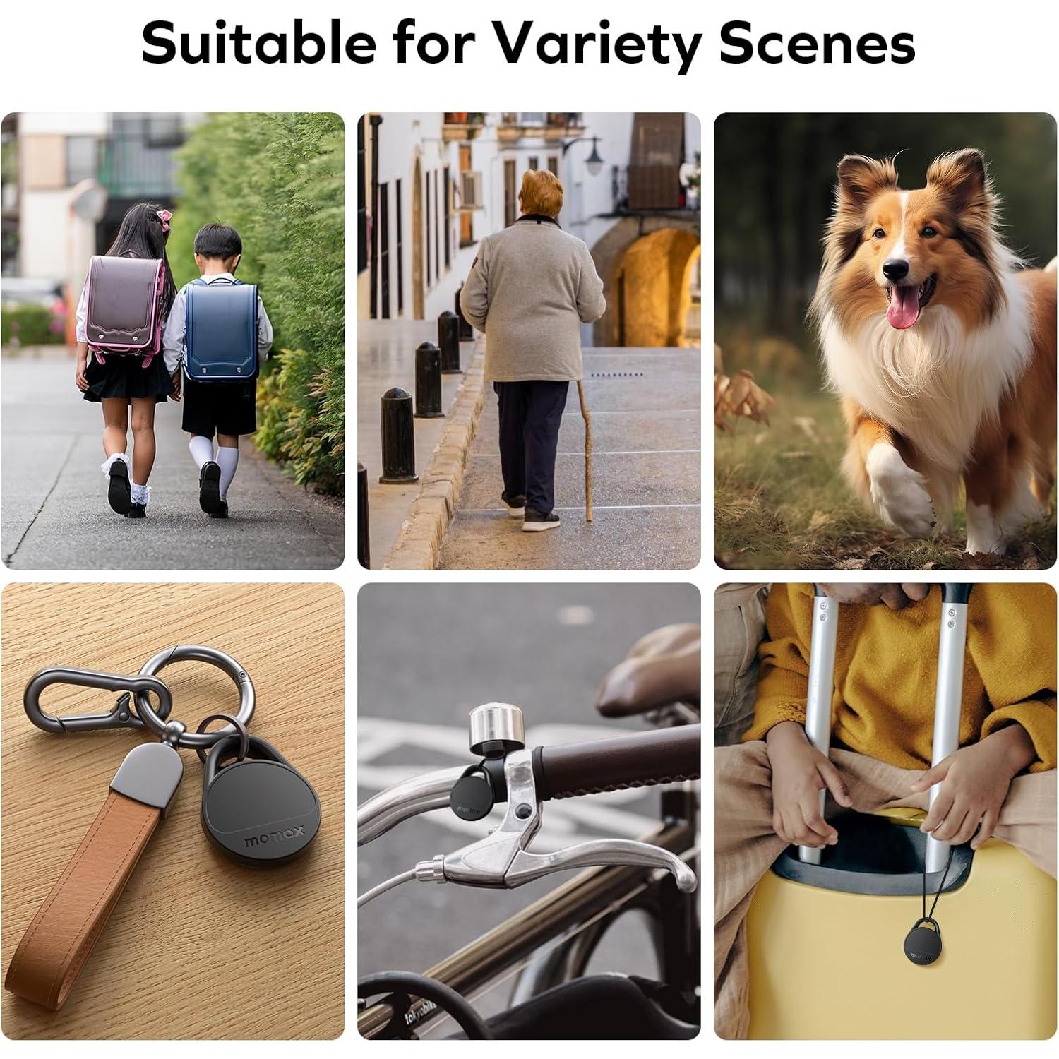 Localizador Electrónico Momax Tracker Negro para Llaves y Mascotas