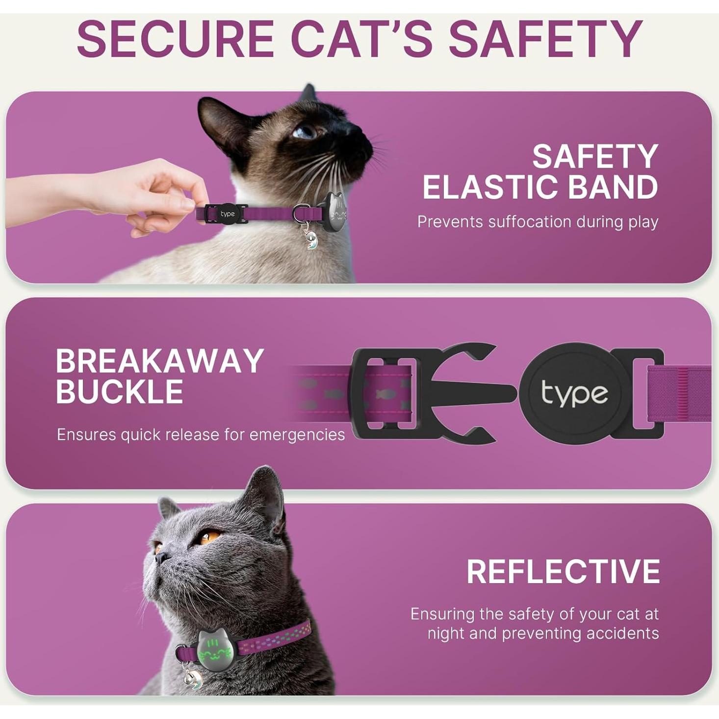 Collar para Gato Tipo Airtag Impermeable Rosa 9-13 pulgadas