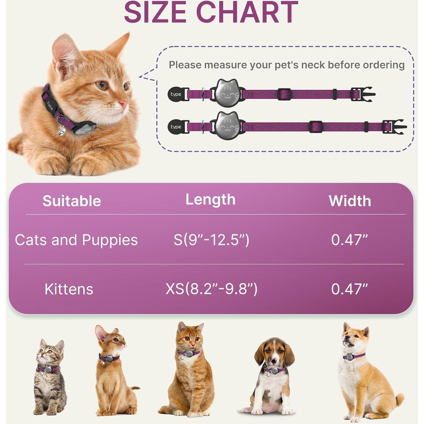 Collar para Gato Tipo Airtag Impermeable Rosa 9-13 pulgadas