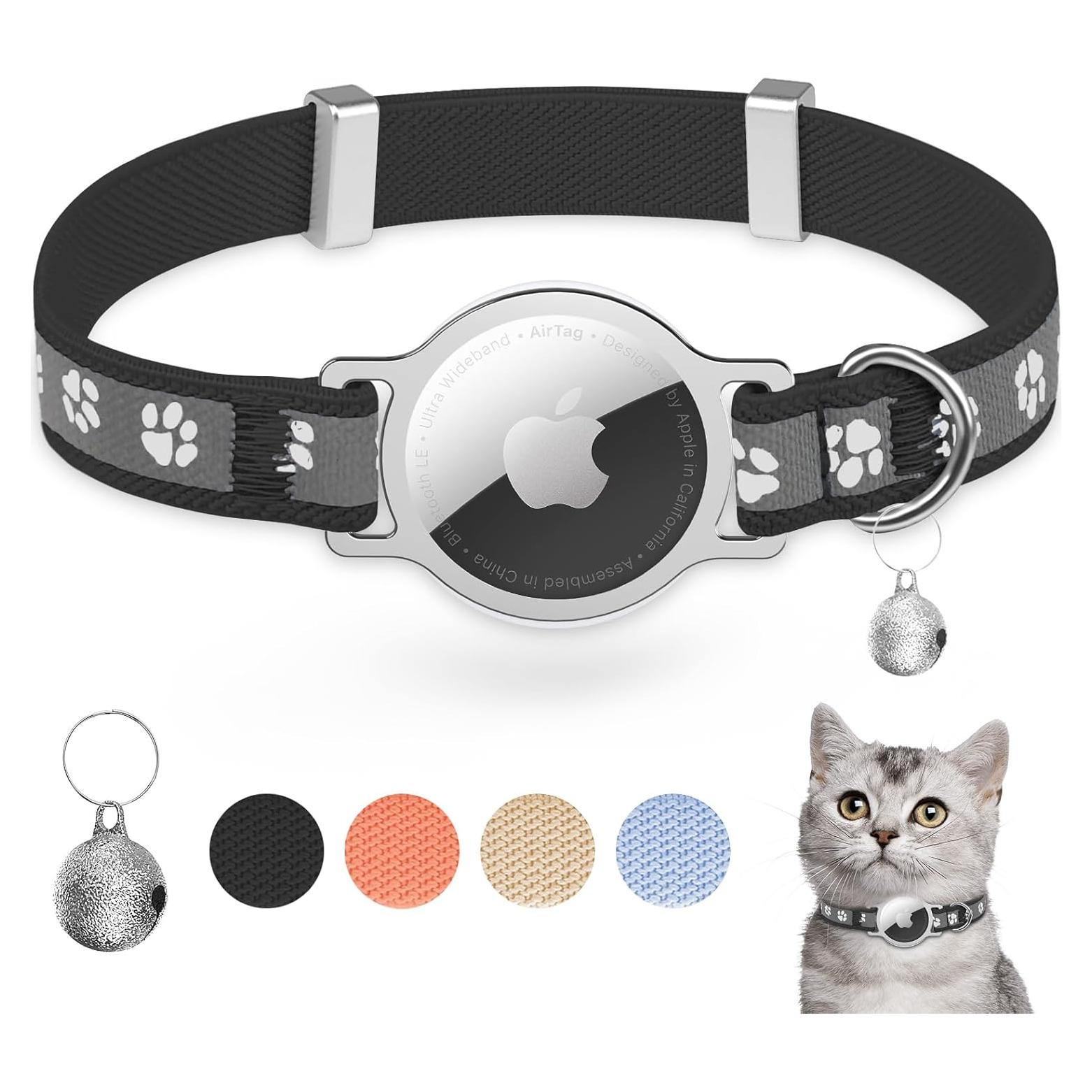Collar para Gato Sucegi con Soporte AirTag Negro Ajustable