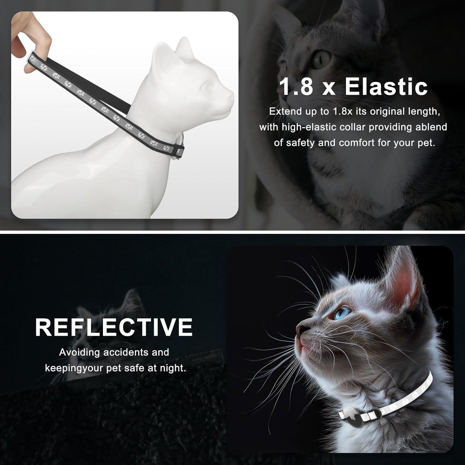 Collar para Gato Sucegi con Soporte AirTag Negro Ajustable