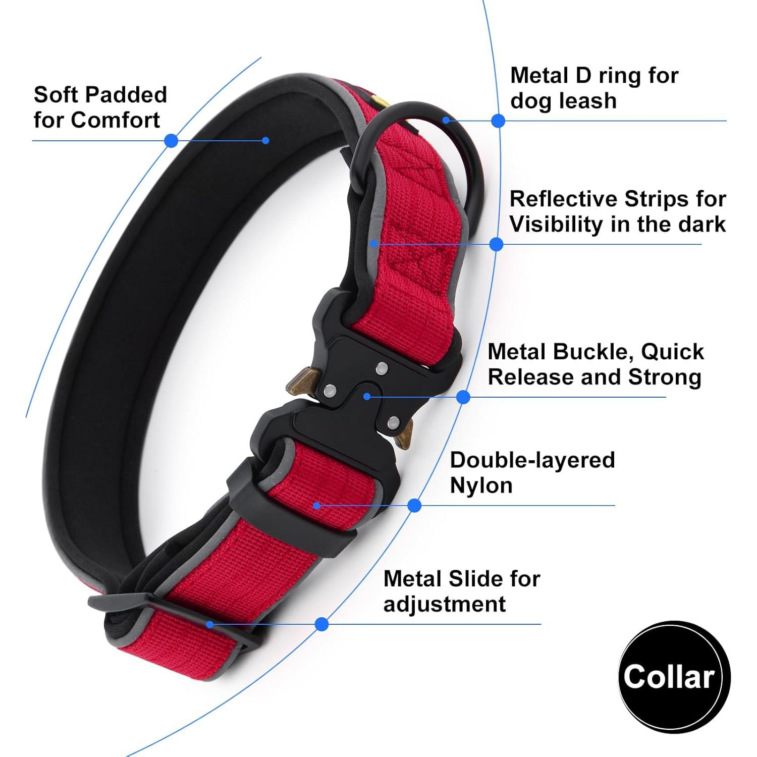 Collar Táctico Reflectante Plutus Pet Rojo S Ajustable