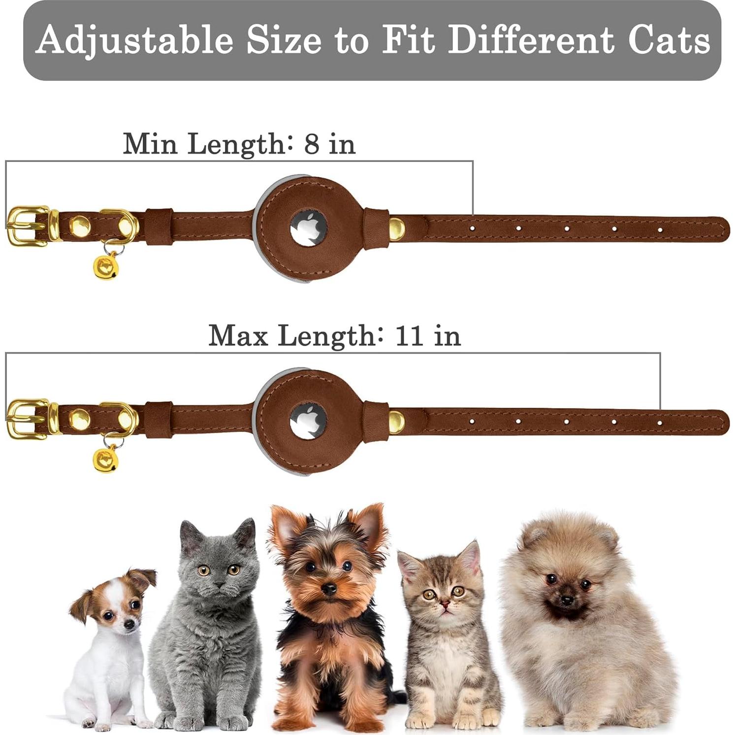 Collar Reflectante de Cuero OOPSDOGGY para Gatos Marrón