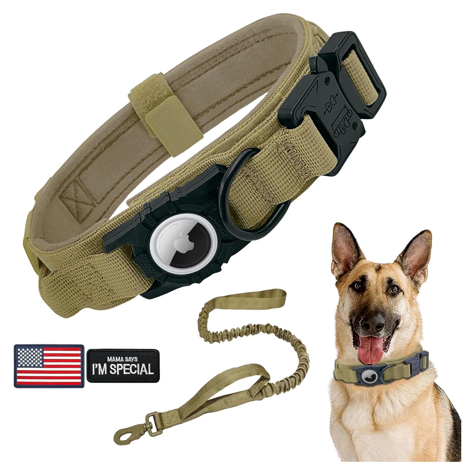 Collar y Correa Táctica para Perros AGPETS XL Marrón GPS