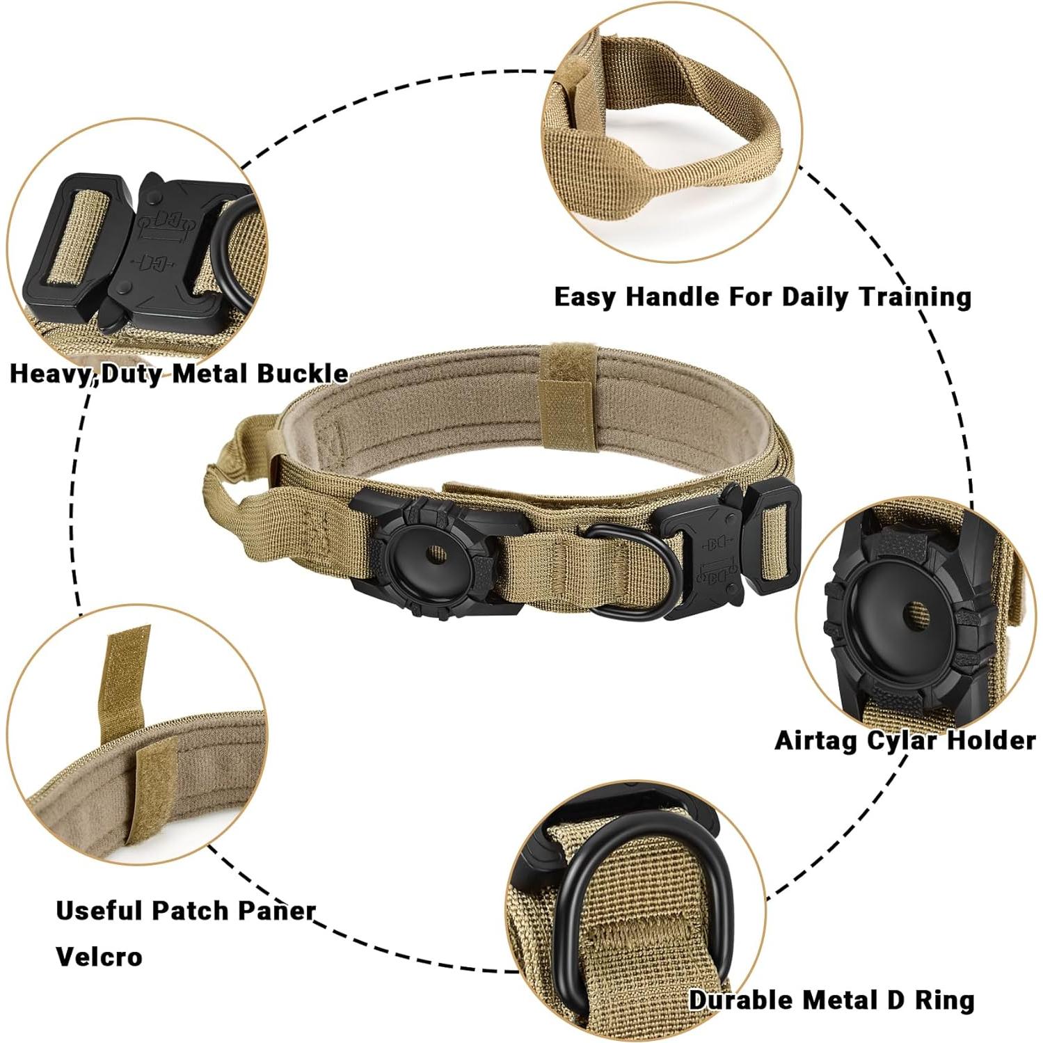 Collar y Correa Táctica para Perros AGPETS XL Marrón GPS