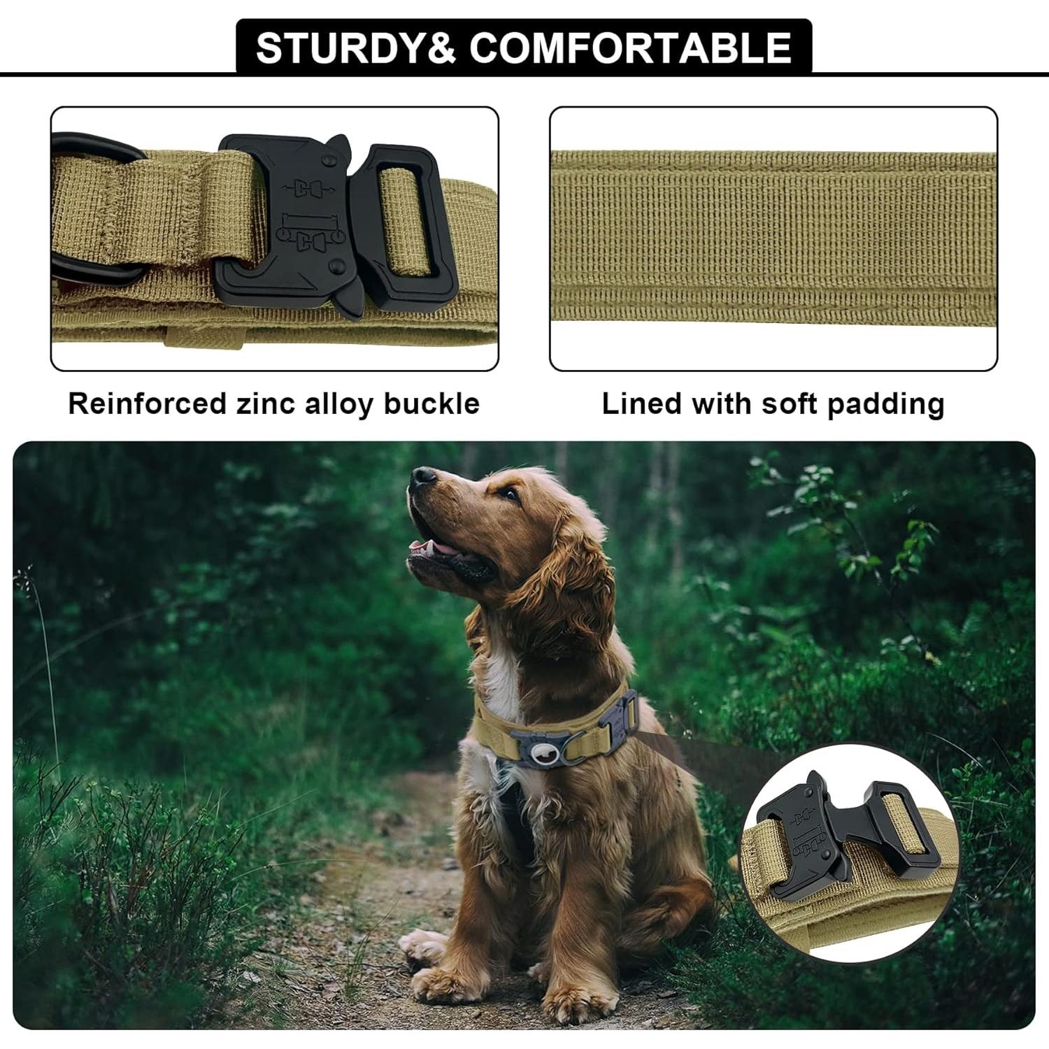 Collar y Correa Táctica para Perros AGPETS XL Marrón GPS