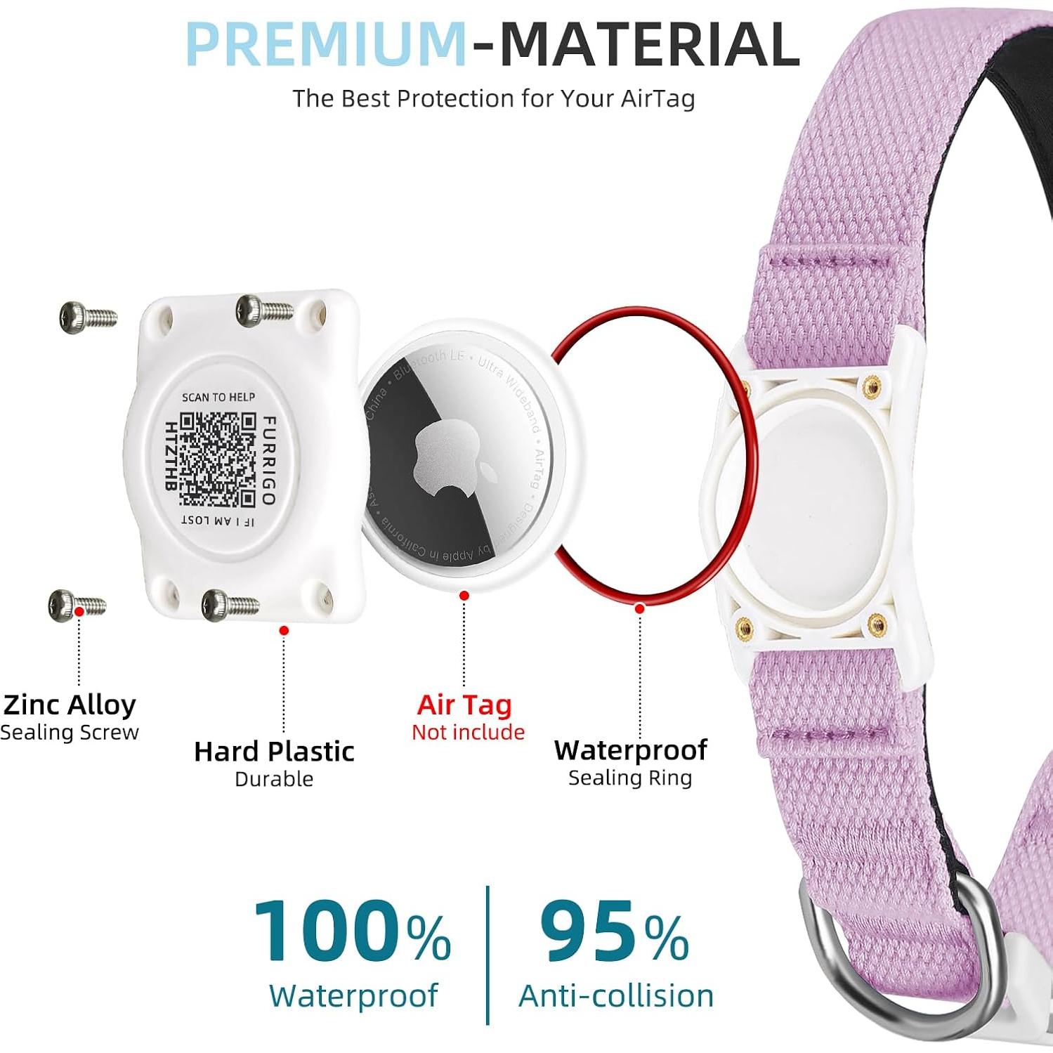 Collar para Perros Furrigo con AirTag y Código QR XL