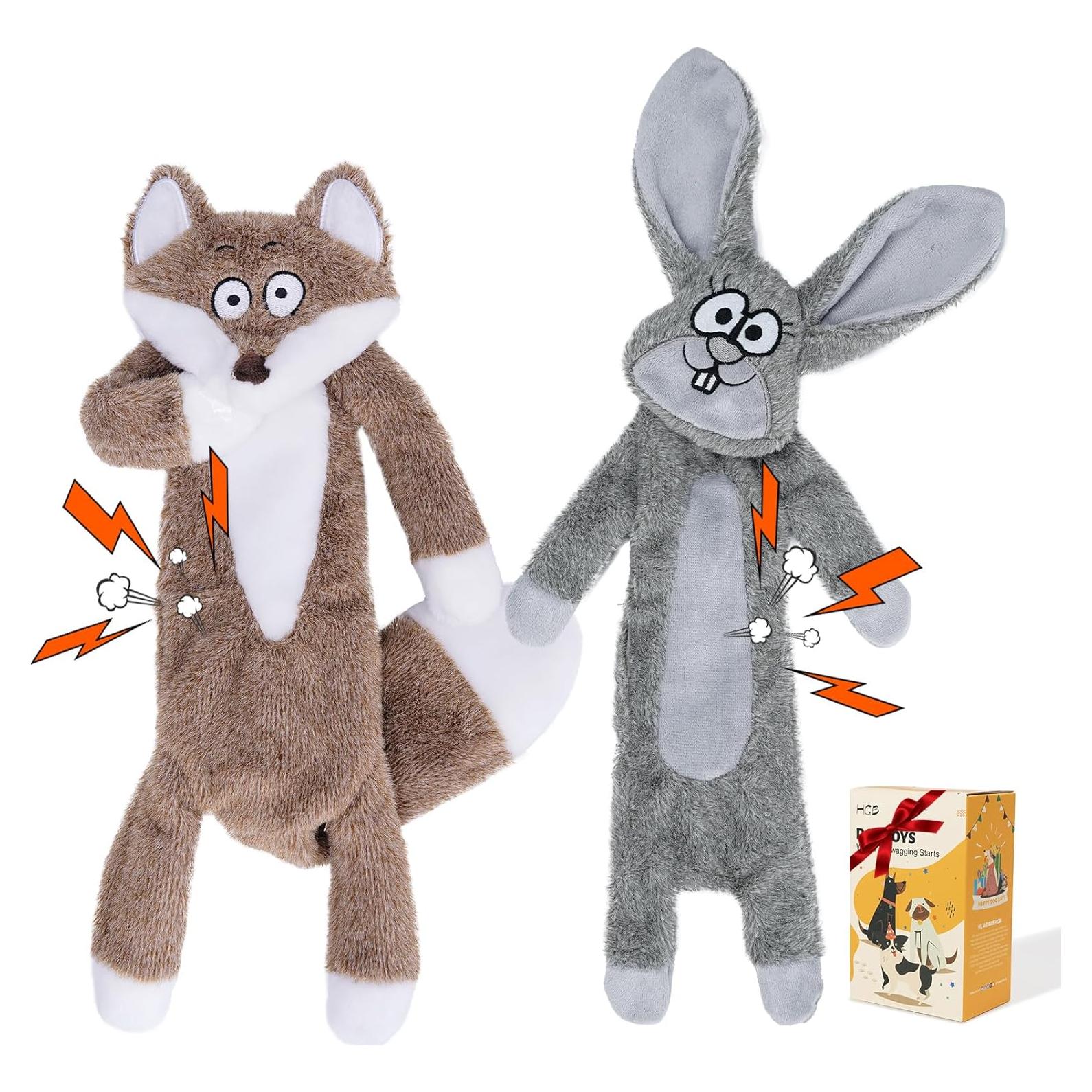 Juguetes para Perros HGB Squeaky Conejo y Zorro 39,88 cm