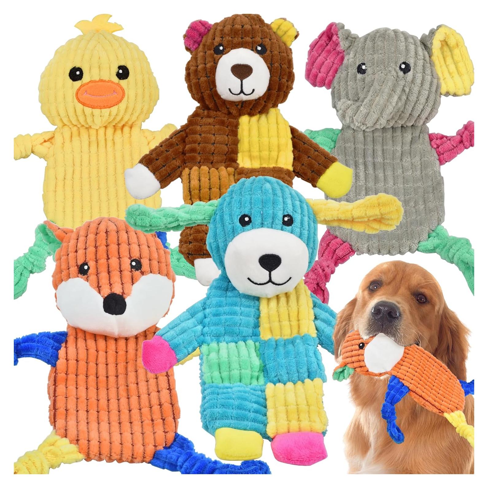 5 Juguetes para Perros LECHONG Squeaky y Crinkle 10cm