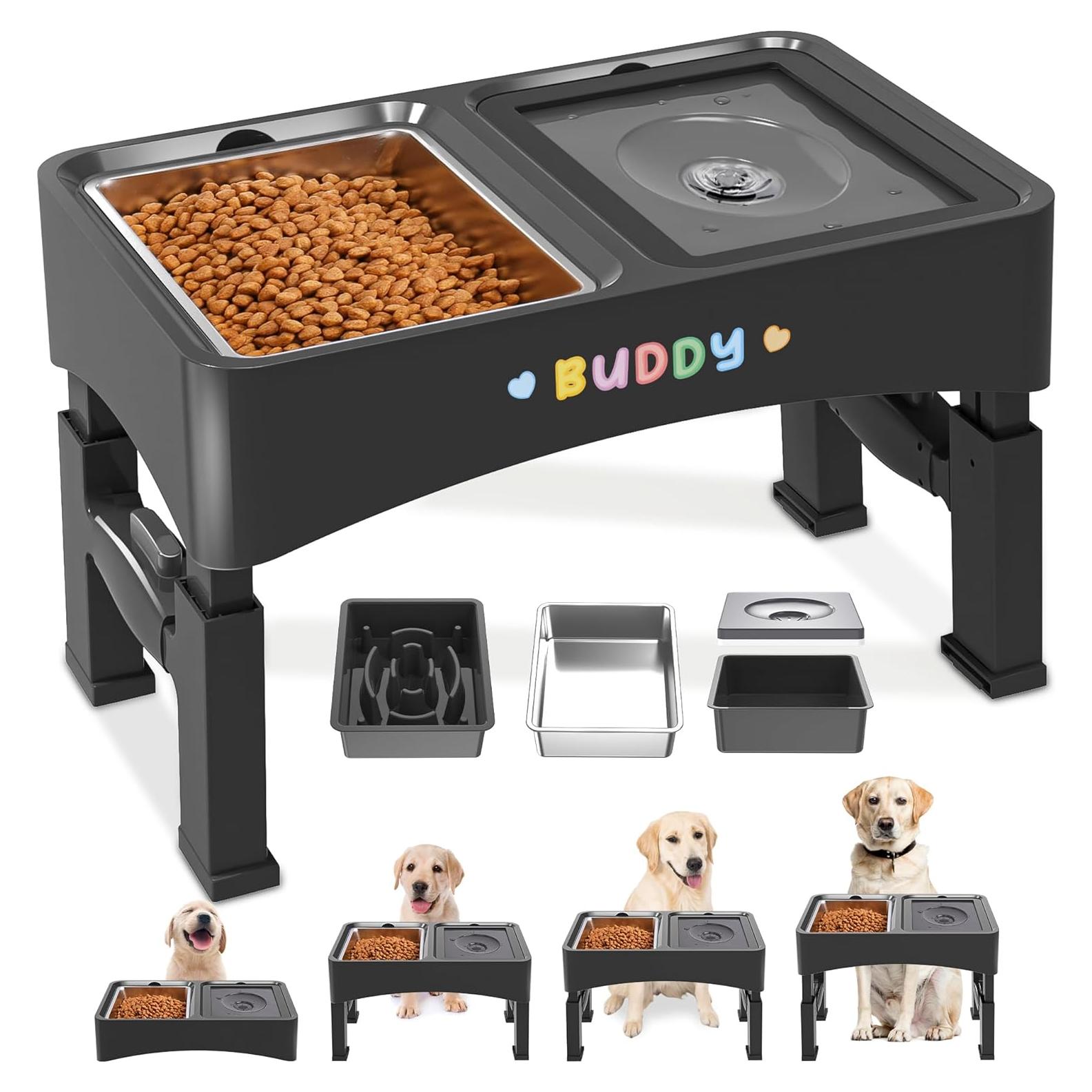 Decflow Cuencos Elevados para Perros Ajustables 4 Alturas