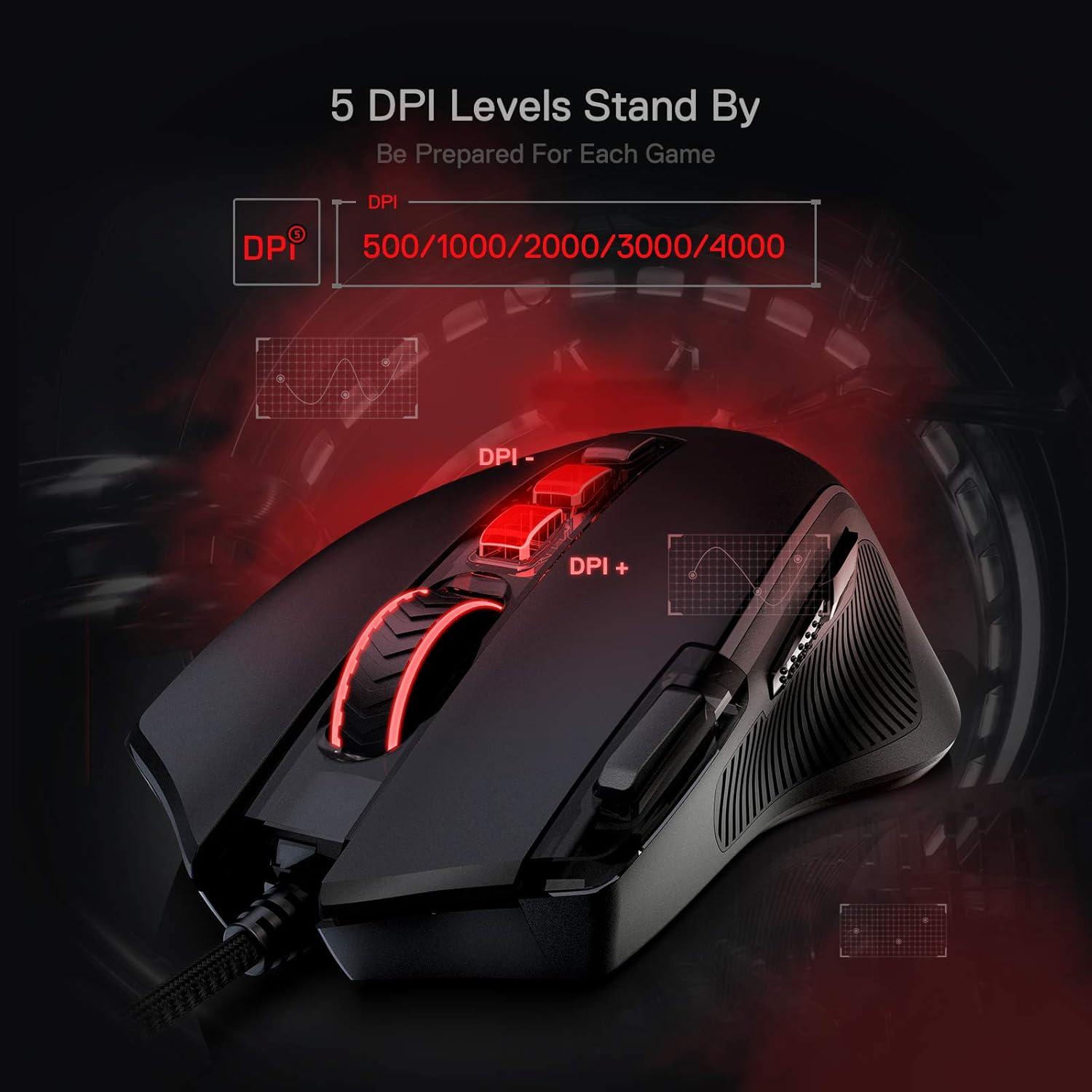 Ratón Gaming Redragon M612 Predator RGB 8000 DPI 11 Botones