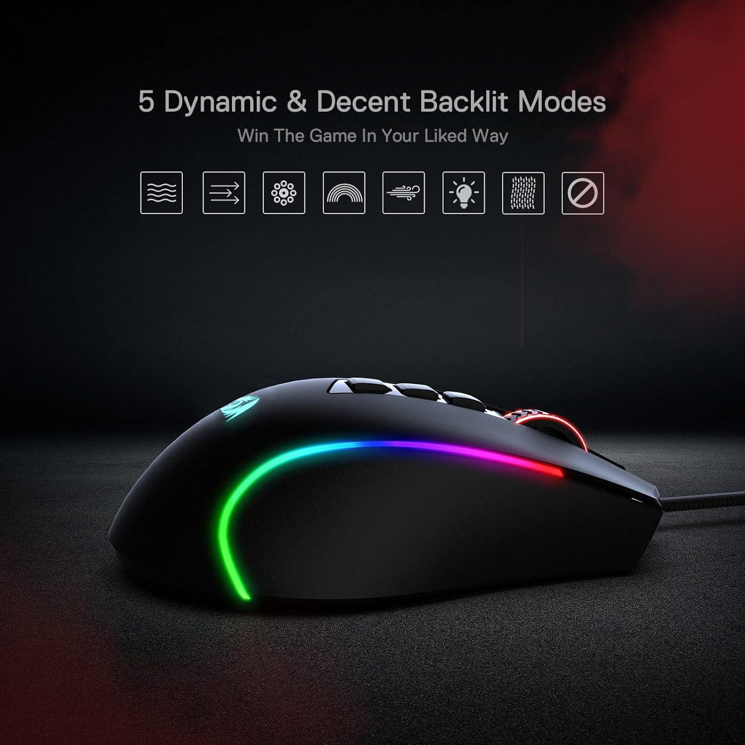 Ratón Gaming Redragon M612 Predator RGB 8000 DPI 11 Botones