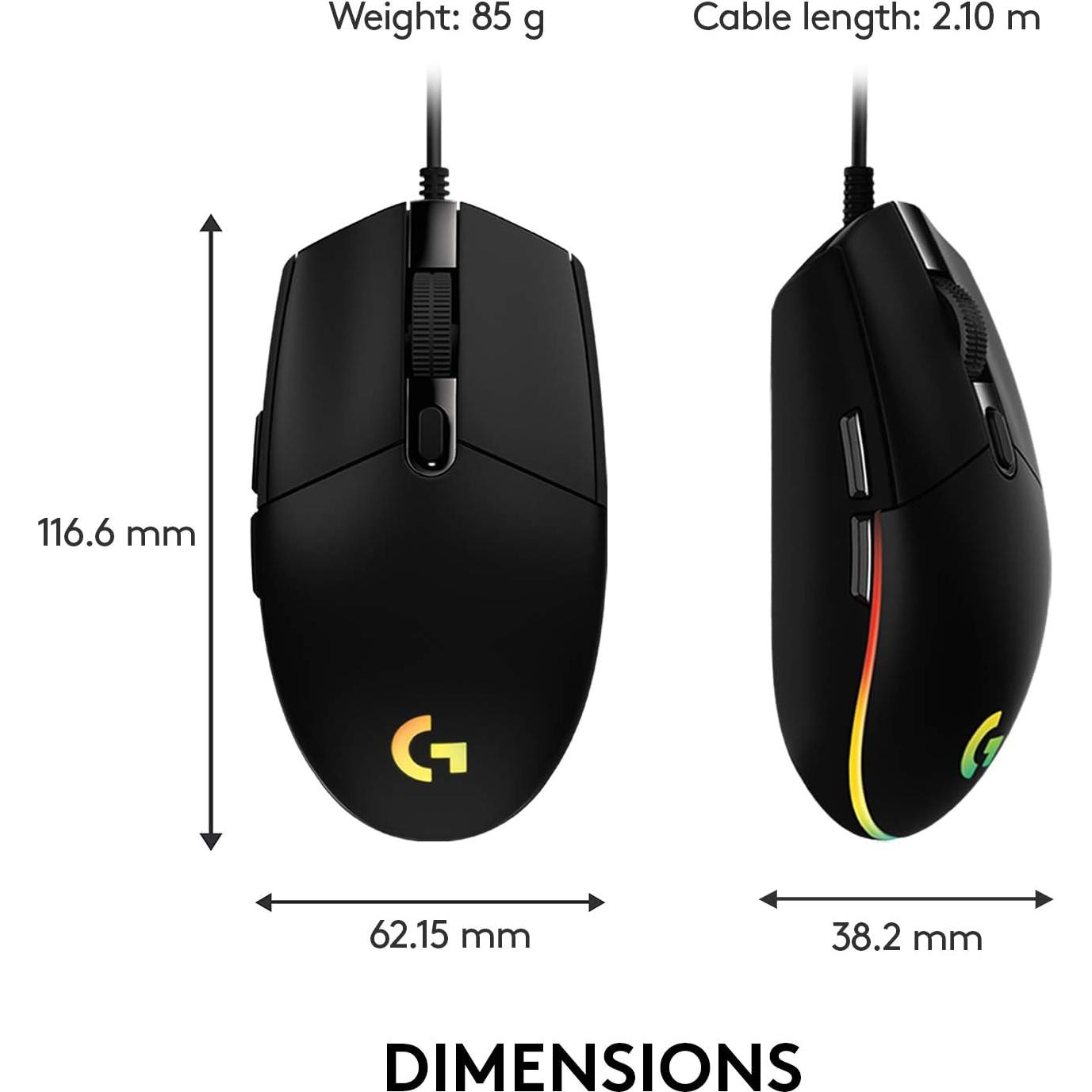 Ratón Gaming Logitech G203 HERO, 8000 DPI, RGB, 6 Botones