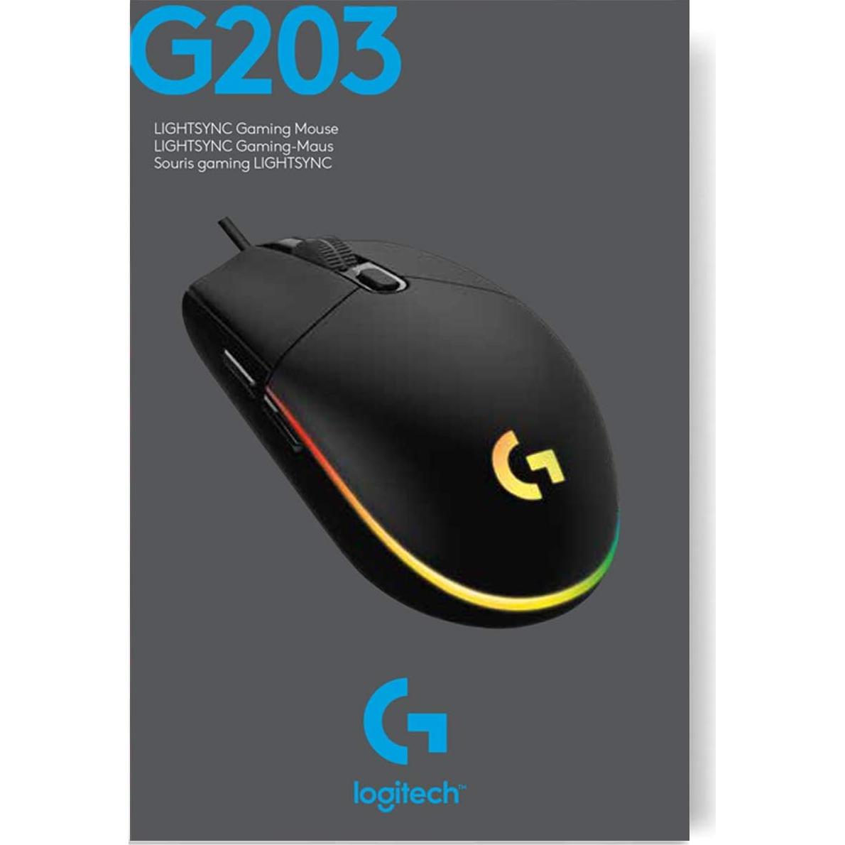 Ratón Gaming Logitech G203 HERO, 8000 DPI, RGB, 6 Botones