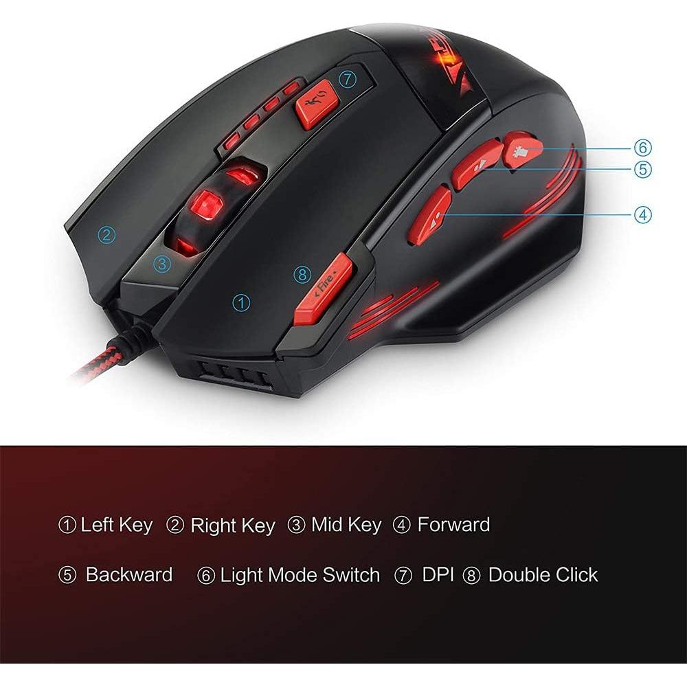 Ratón Gaming Zelotes T90 USB 9200 DPI Ergonómico Negro