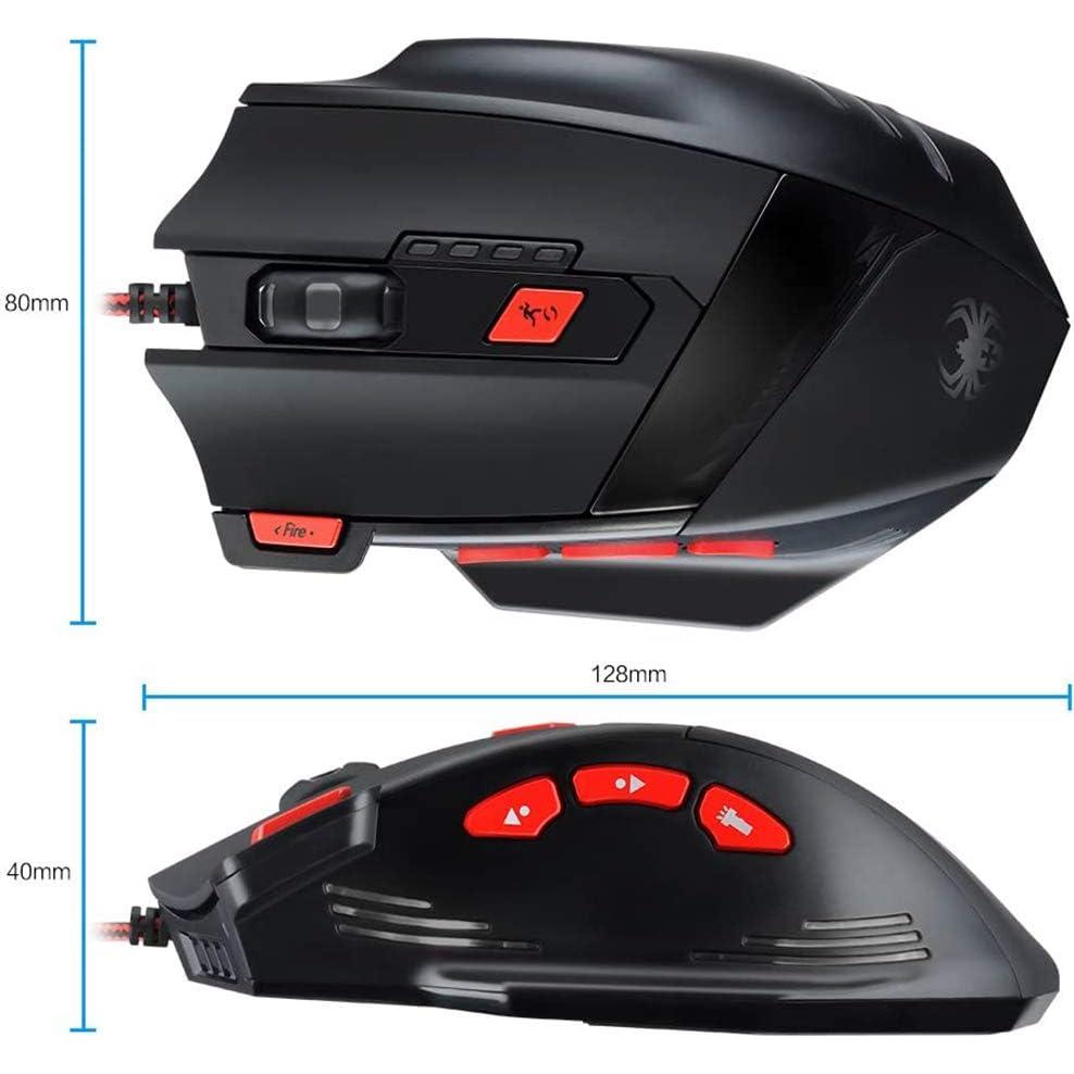 Ratón Gaming Zelotes T90 USB 9200 DPI Ergonómico Negro