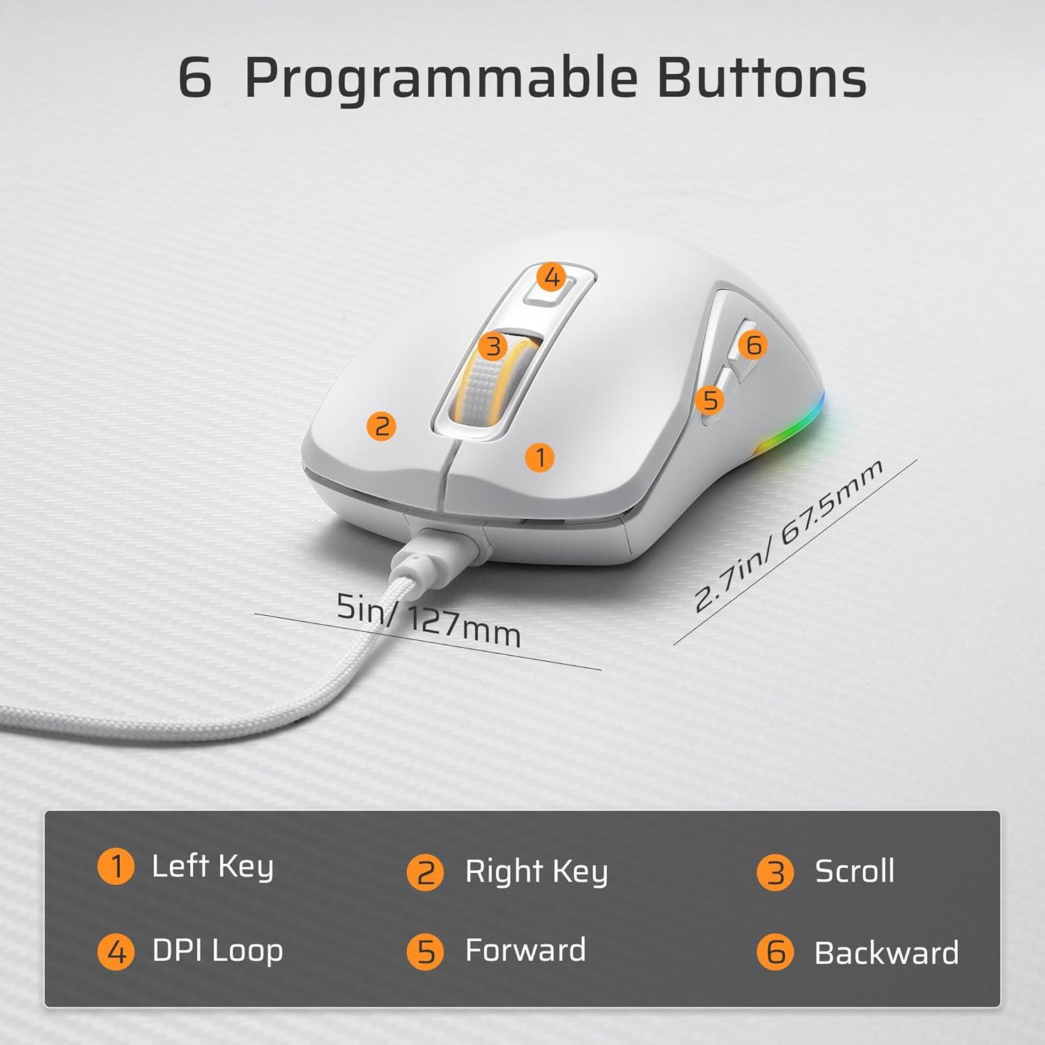 Ratón Gaming Inalámbrico LTC GM025 12000 DPI RGB Blanco