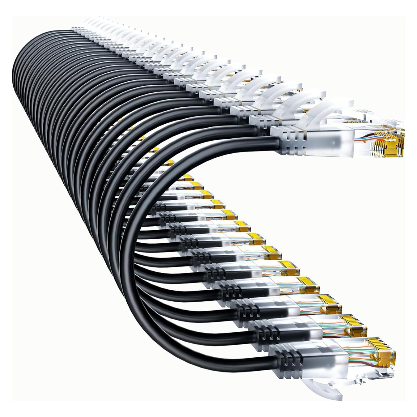 Cables de Parcheo Cat6a 24 Pack 0.15m 10G Cobre Negro