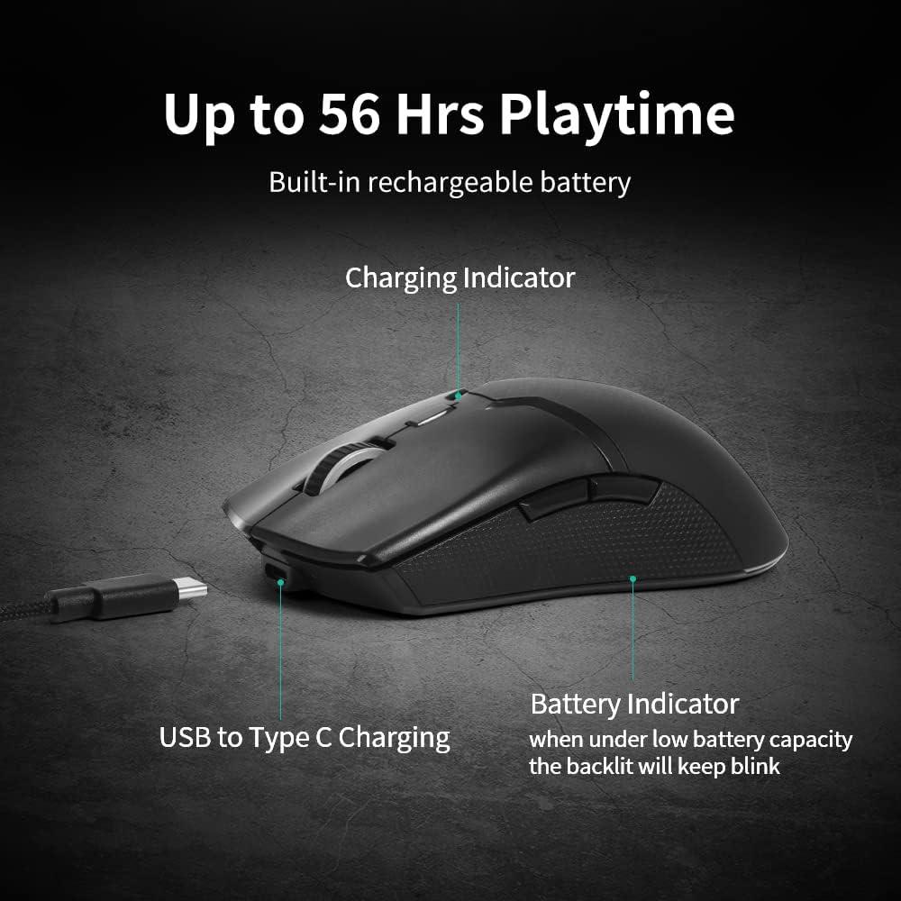 DeLUX M800PRO Ratón Gaming Inalámbrico 19000DPI Negro