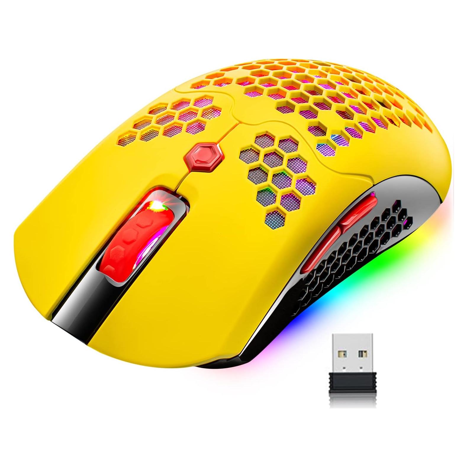 Ratón Gaming Inalámbrico Mamba Snake 12000 DPI RGB Amarillo