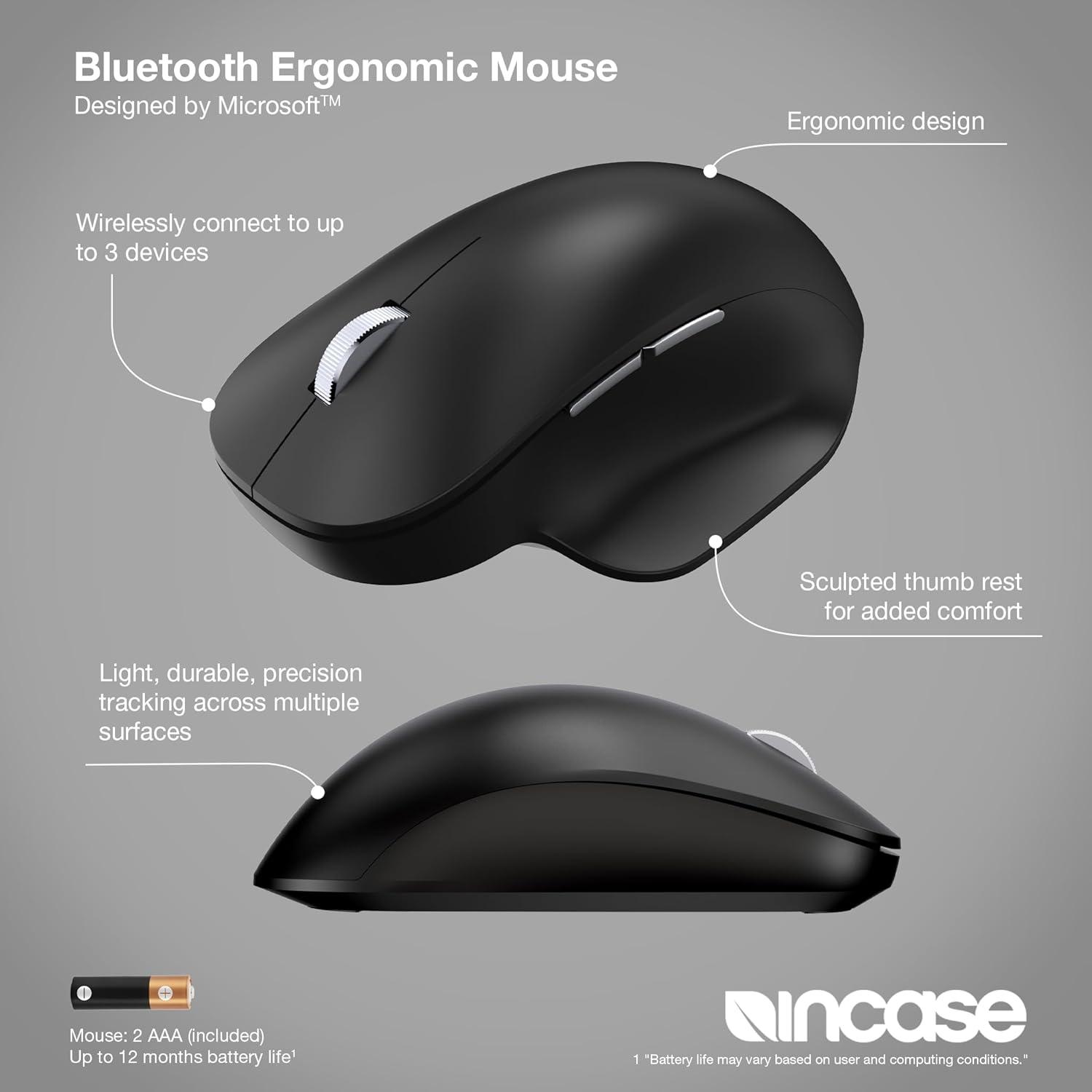 Mouse Ergonómico Bluetooth Incase Microsoft Negro 15 Meses Batería