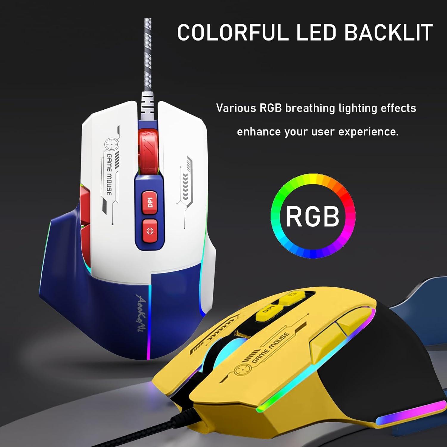 Ratón para Juegos AooKoNi WF-05 Ergonómico RGB 7200 DPI
