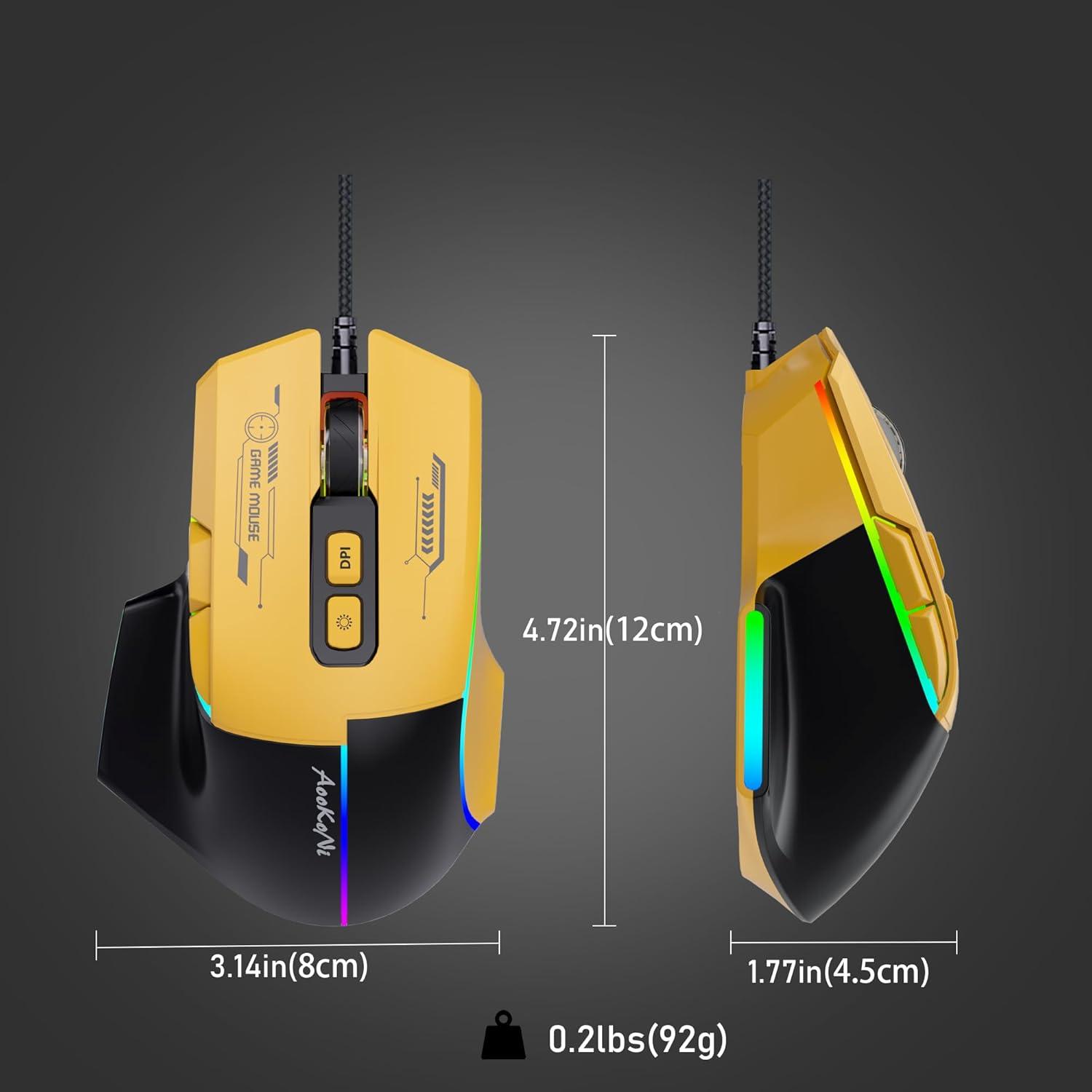Ratón para Juegos AooKoNi WF-05 Ergonómico RGB 7200 DPI