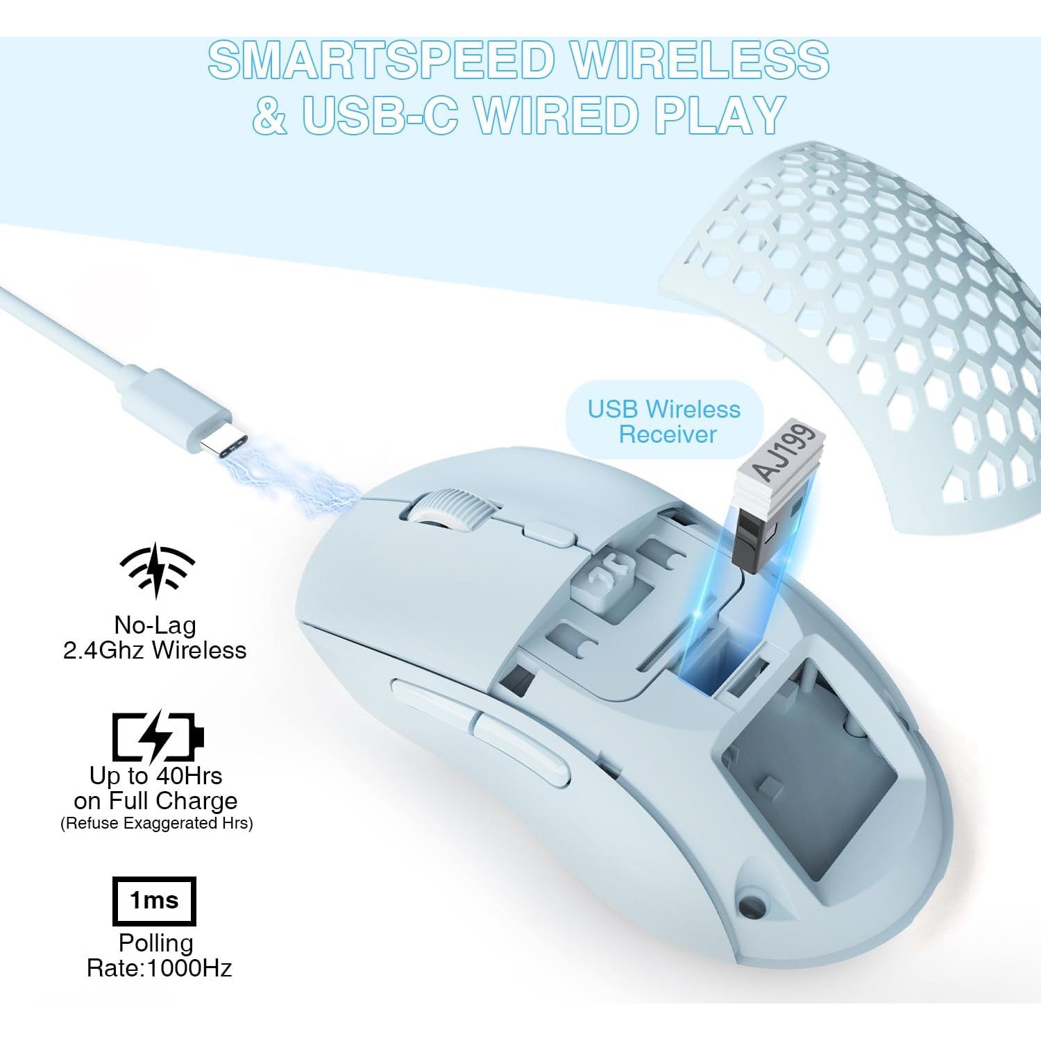 Ratón Gaming Inalámbrico Attack Shark AJ199 26000 DPI