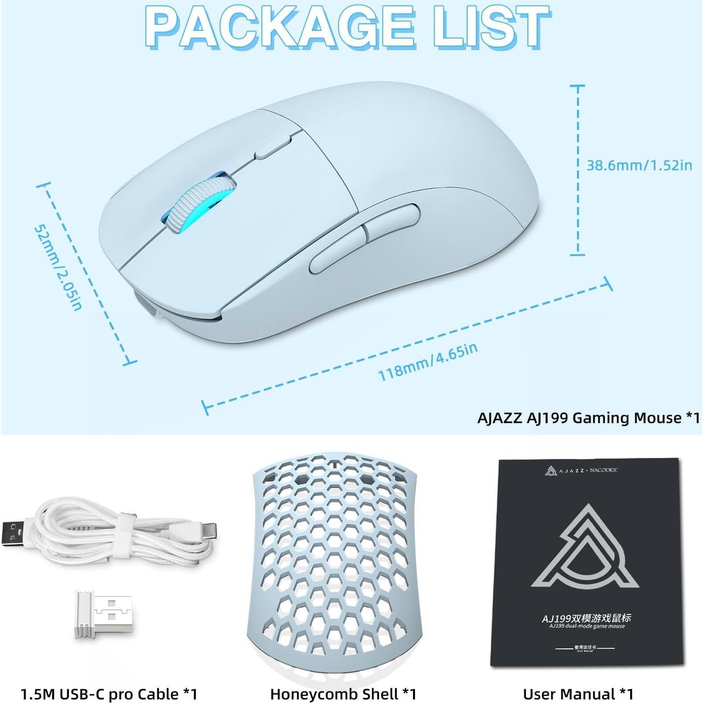 Ratón Gaming Inalámbrico Attack Shark AJ199 26000 DPI