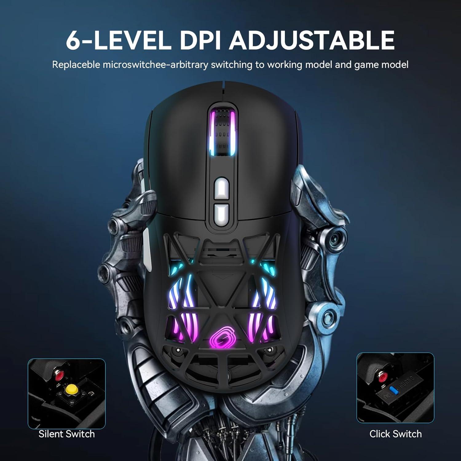 Ratón Gaming Inalámbrico FD M02 RGB 10000 DPI Recargable