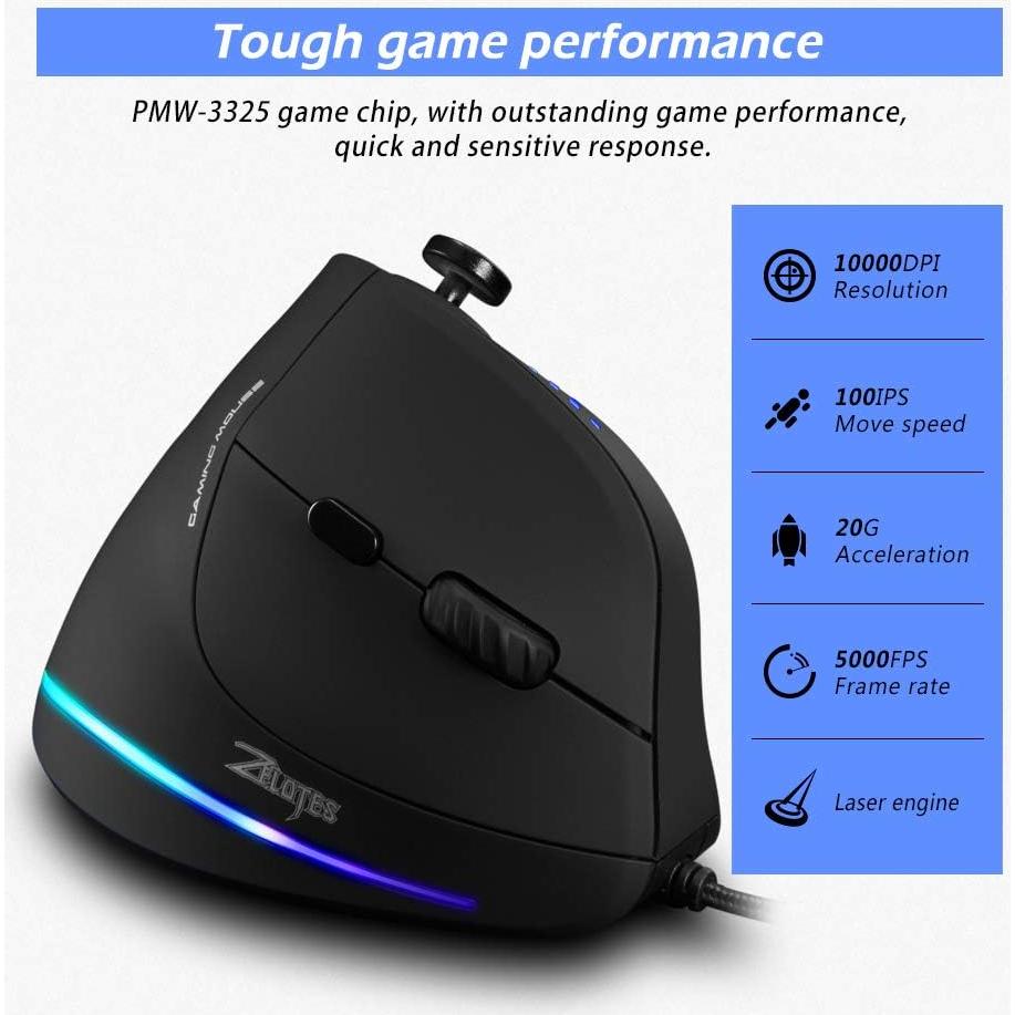 Ratón Gaming Vertical C-18 LAURAG 11 Botones 10000DPI RGB