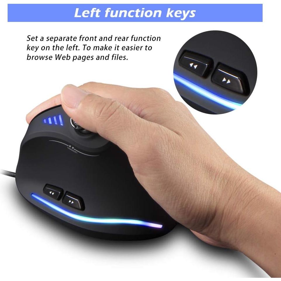 Ratón Gaming Vertical C-18 LAURAG 11 Botones 10000DPI RGB