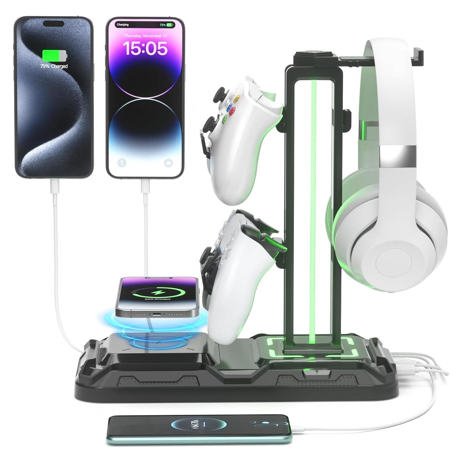 Soporte para Auriculares KDD con Carga Inalámbrica y Luz