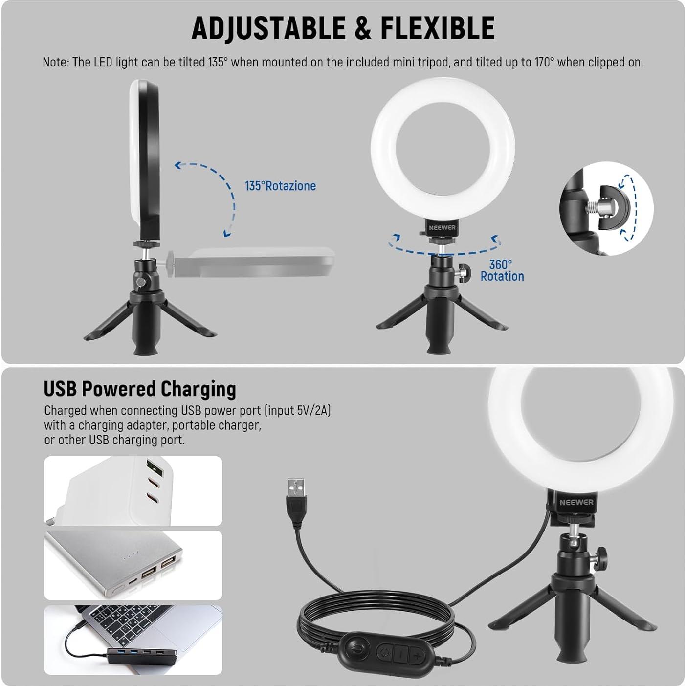 Luz de Anillo LED NEEWER BR60 para Videoconferencias 10W