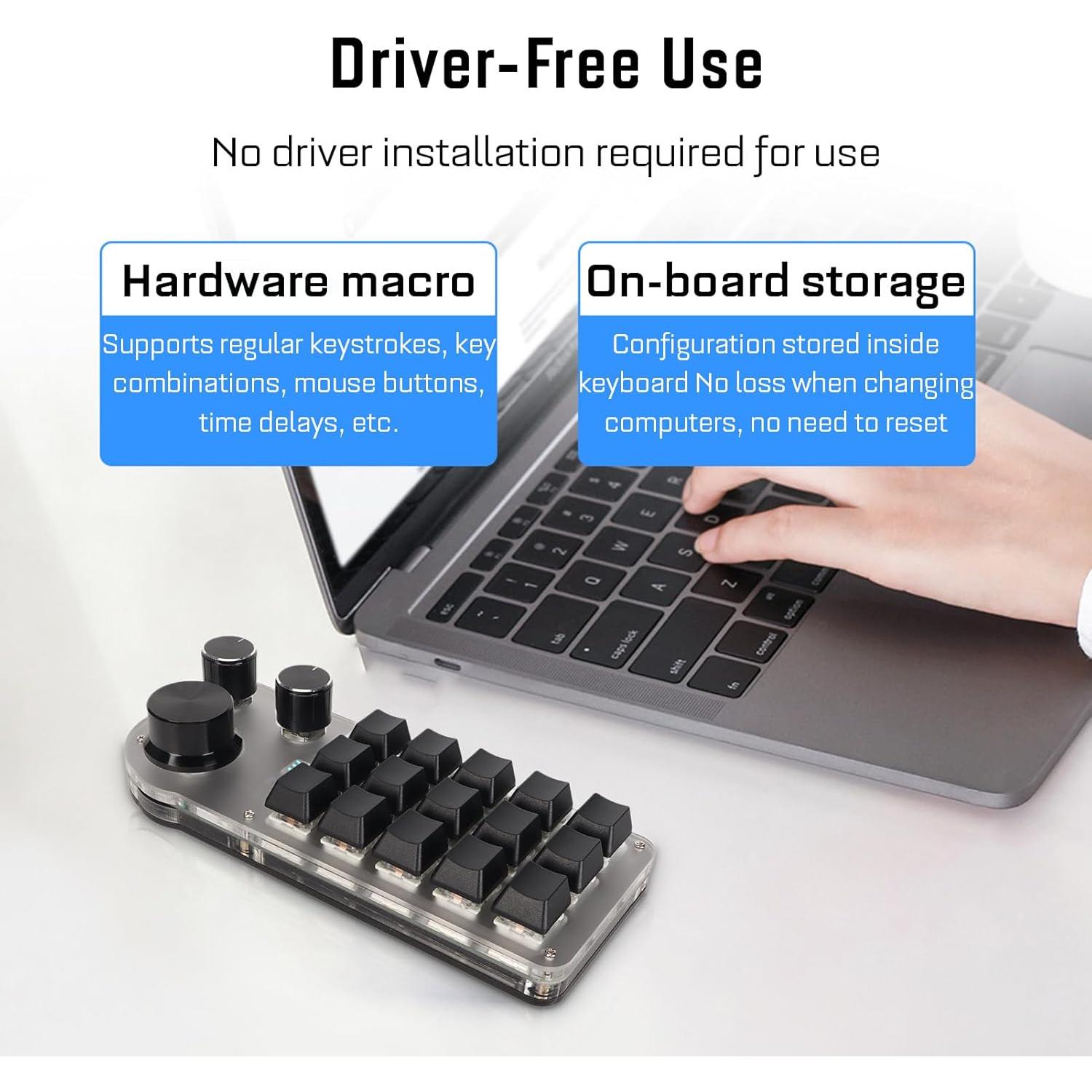 Teclado Mecánico Programable Sanpyl 15 Teclas 3 Perillas
