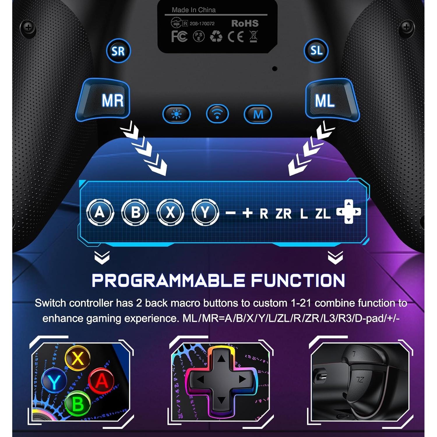 Controlador Inalámbrico Nintendo Switch Pro Negro-Mágico