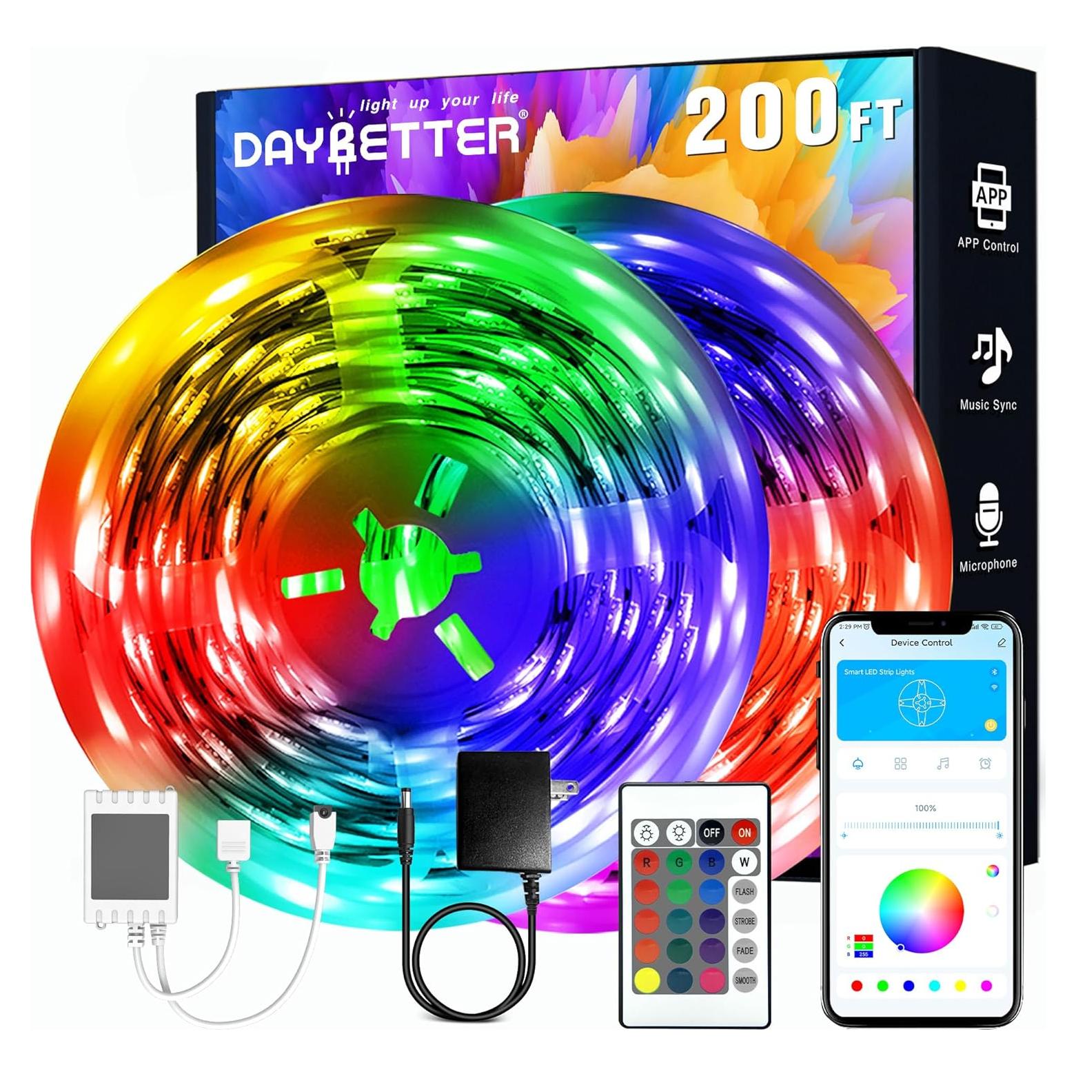 DAYBETTER Tiras LED 60.96 m Control Remoto y APP