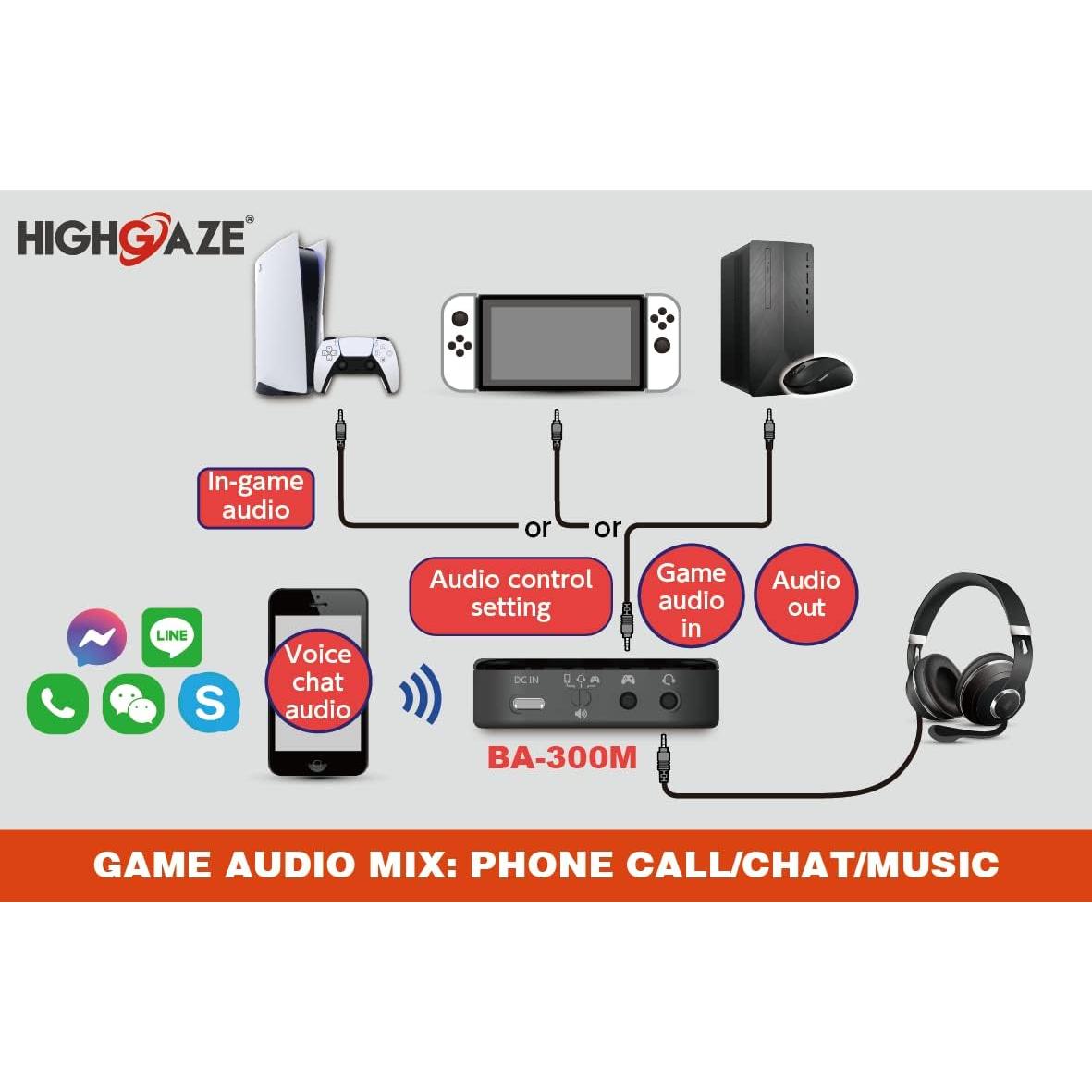 Mezclador de Audio Bluetooth BA-300M para Juegos y Llamadas