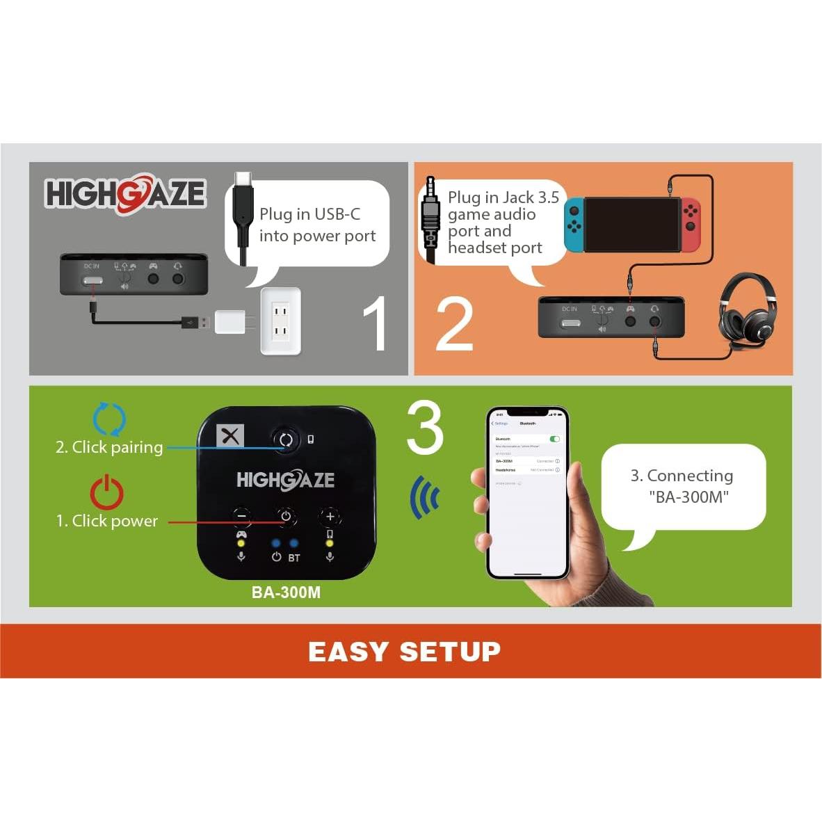 Mezclador de Audio Bluetooth BA-300M para Juegos y Llamadas