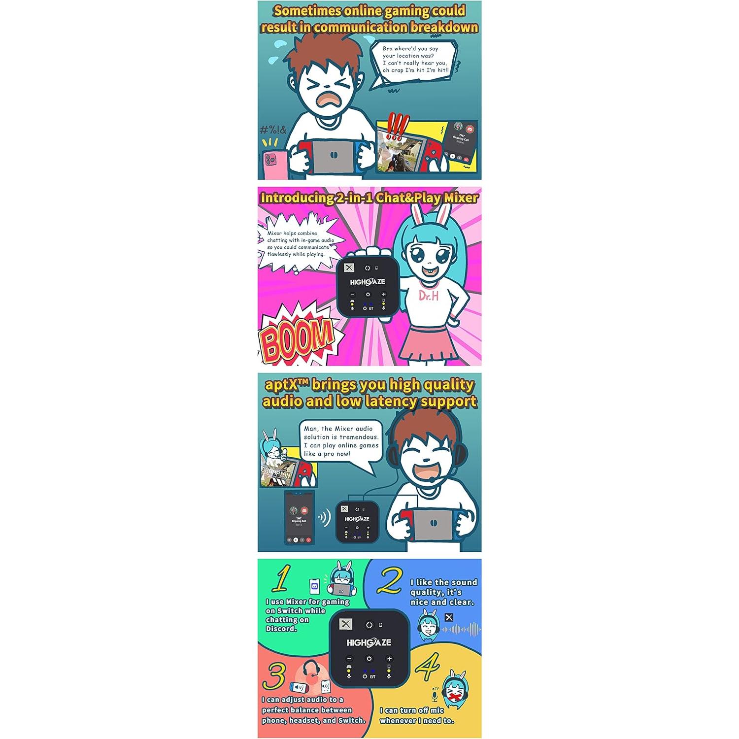 Mezclador de Audio Bluetooth BA-300M para Juegos y Llamadas