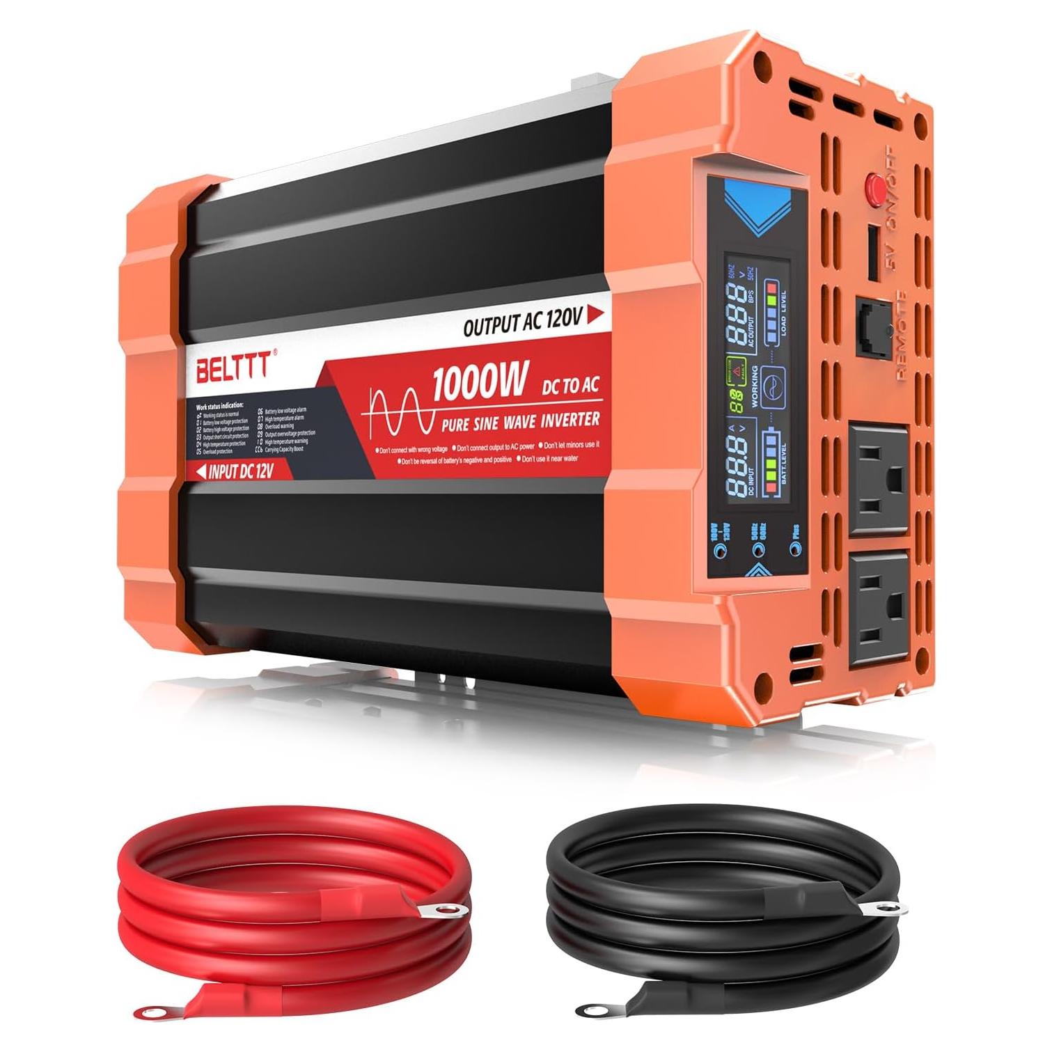 Inversor de Onda Sinusoidal Pura BELTTT 1000W 12V DC a 220V AC