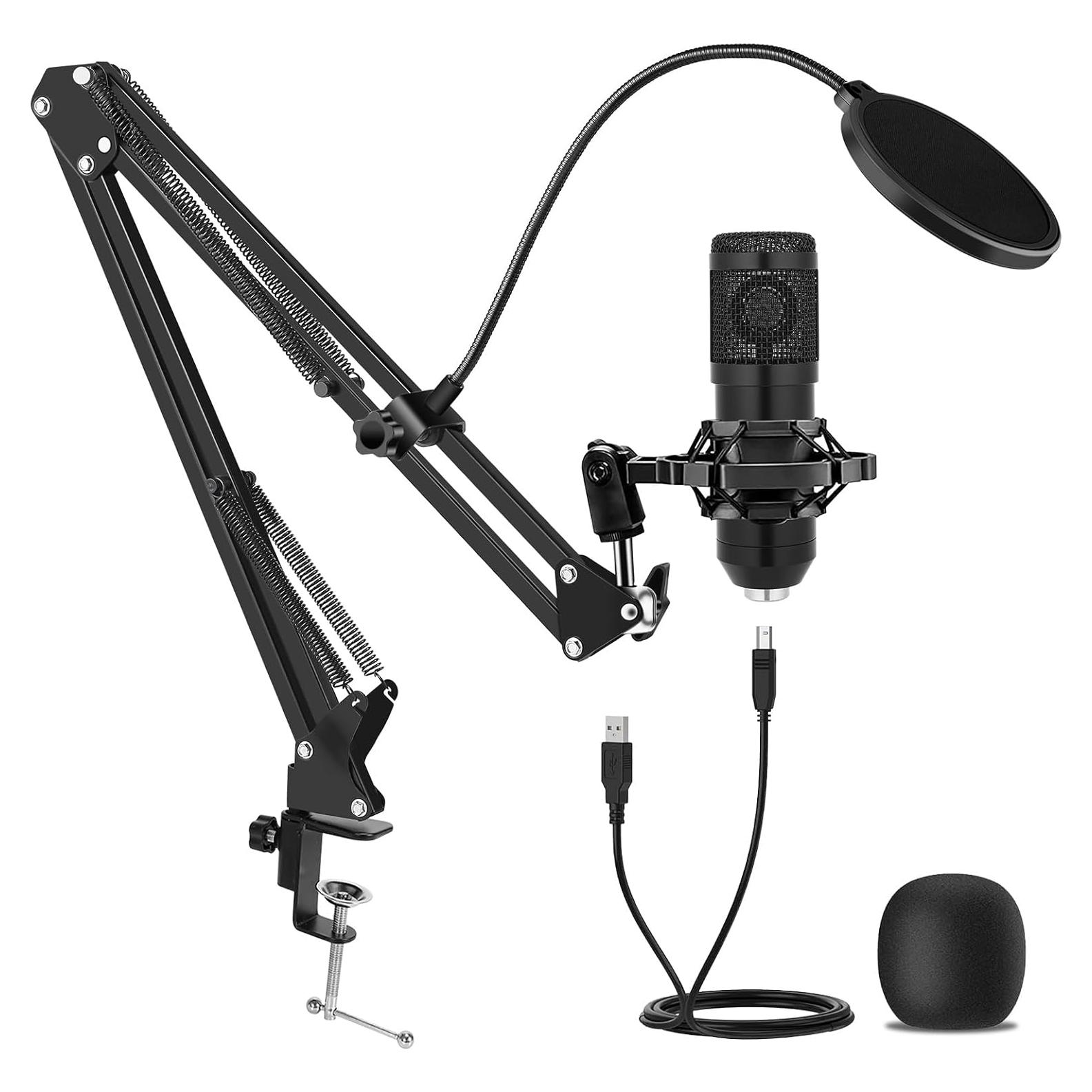 Micrófono de condensador USB GUHUS BM-800 con soporte y filtro