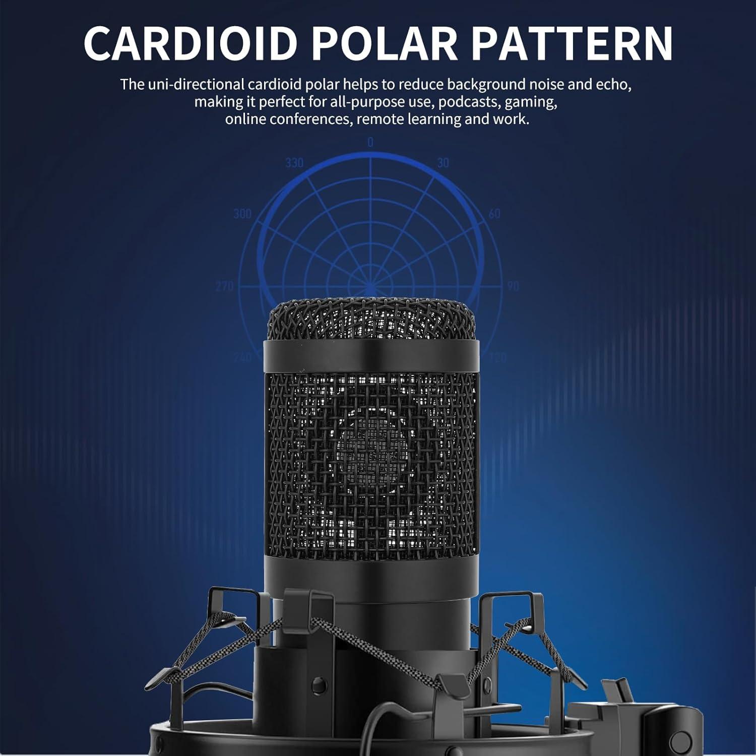 Micrófono de condensador USB GUHUS BM-800 con soporte y filtro