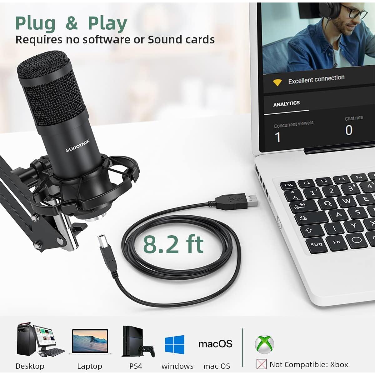 Micrófono USB Sudotack ST-800 para Streaming y Podcast