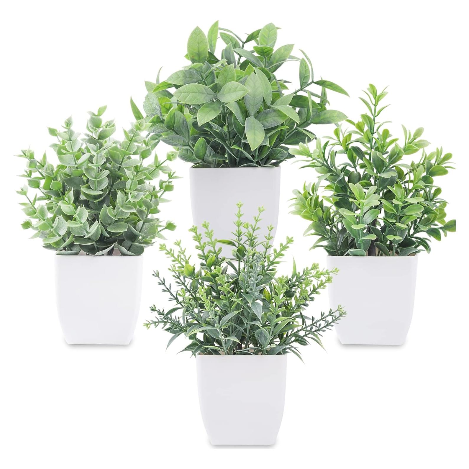 Plantas Artificiales en Macetas Der Rose - 4 Piezas Decorativas