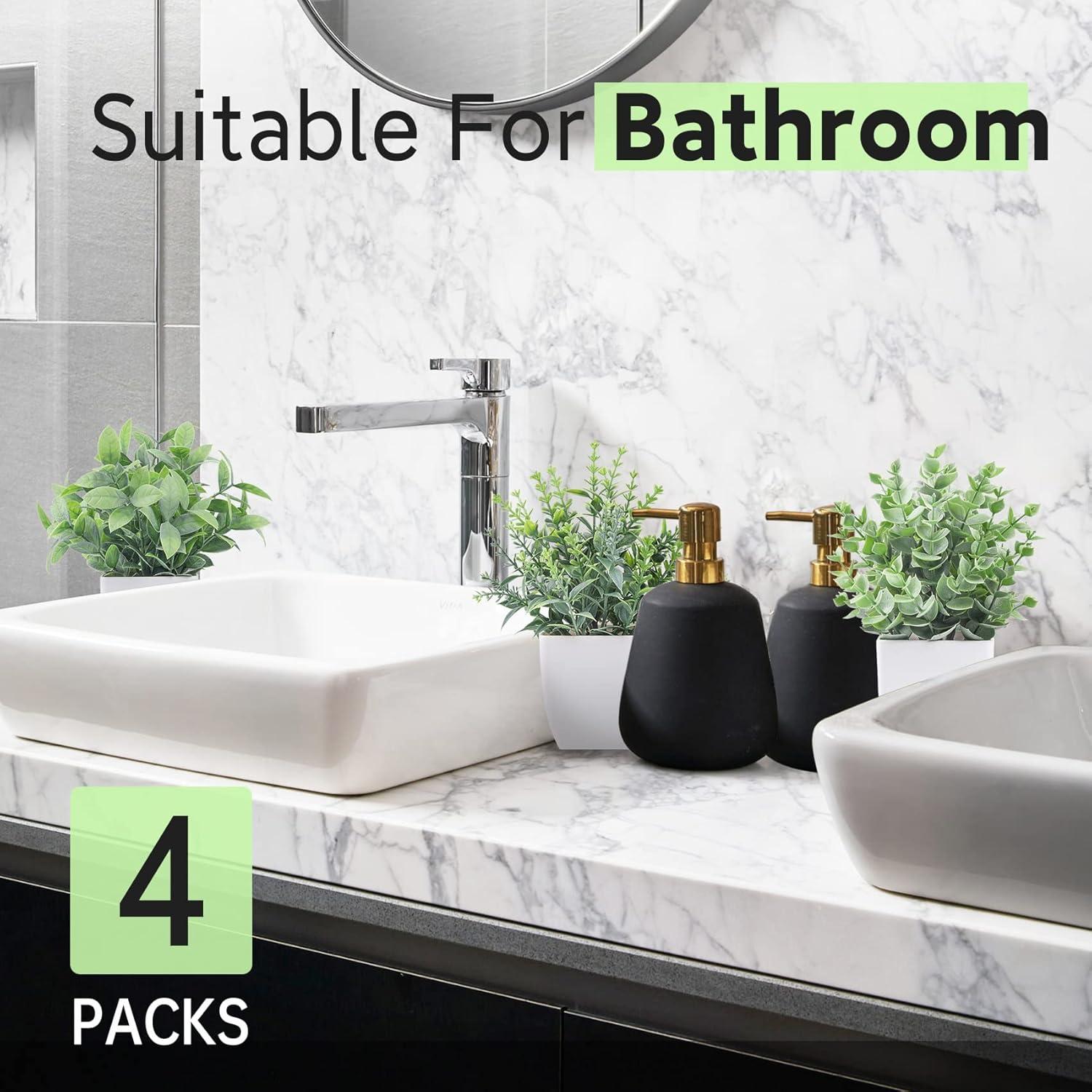 Plantas Artificiales en Macetas Der Rose - 4 Piezas Decorativas