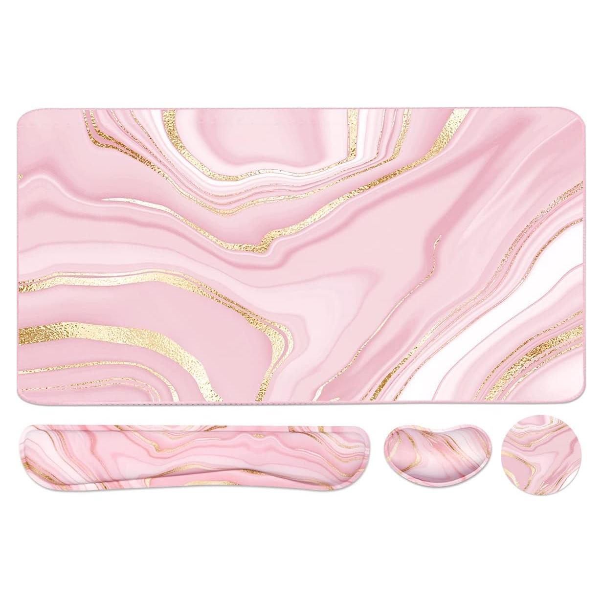 Juego de Alfombrilla de Teclado y Ratón Ergonómico WB Rosa