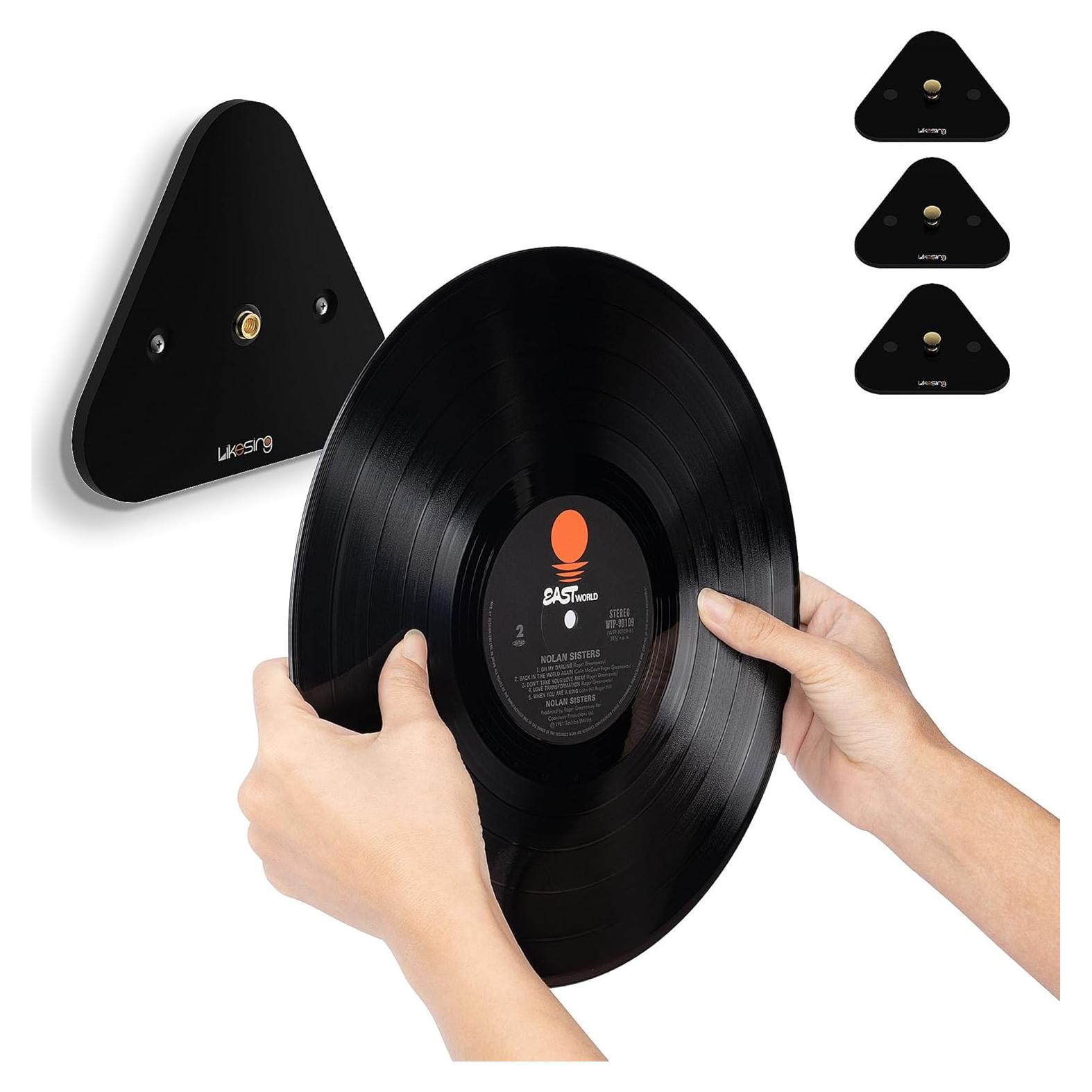 Soporte de Pared para Discos de Vinilo Likesing Negro 3 Pzas